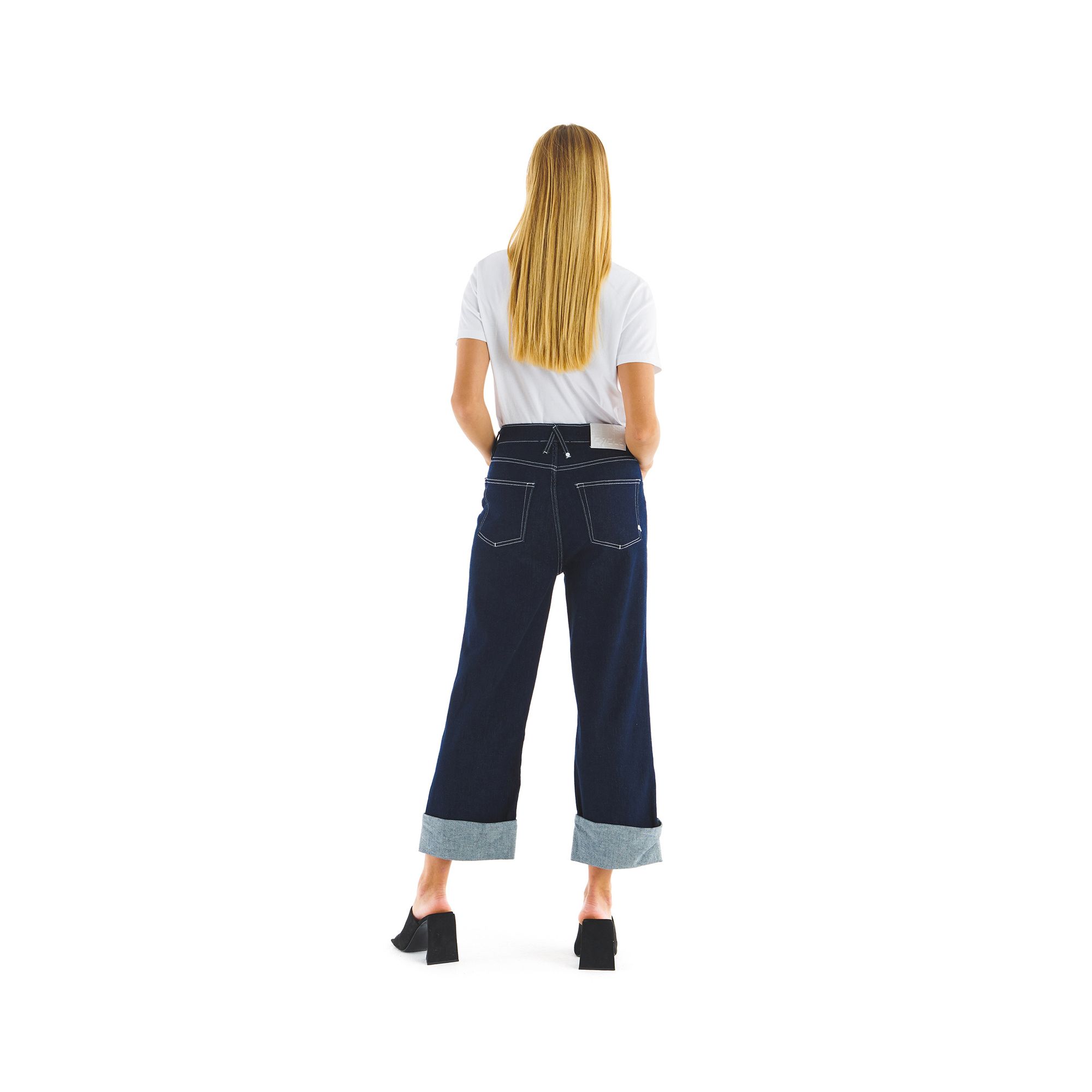 BOY BOYFRIEND LOW WAIST TURN UP RINSE WASH