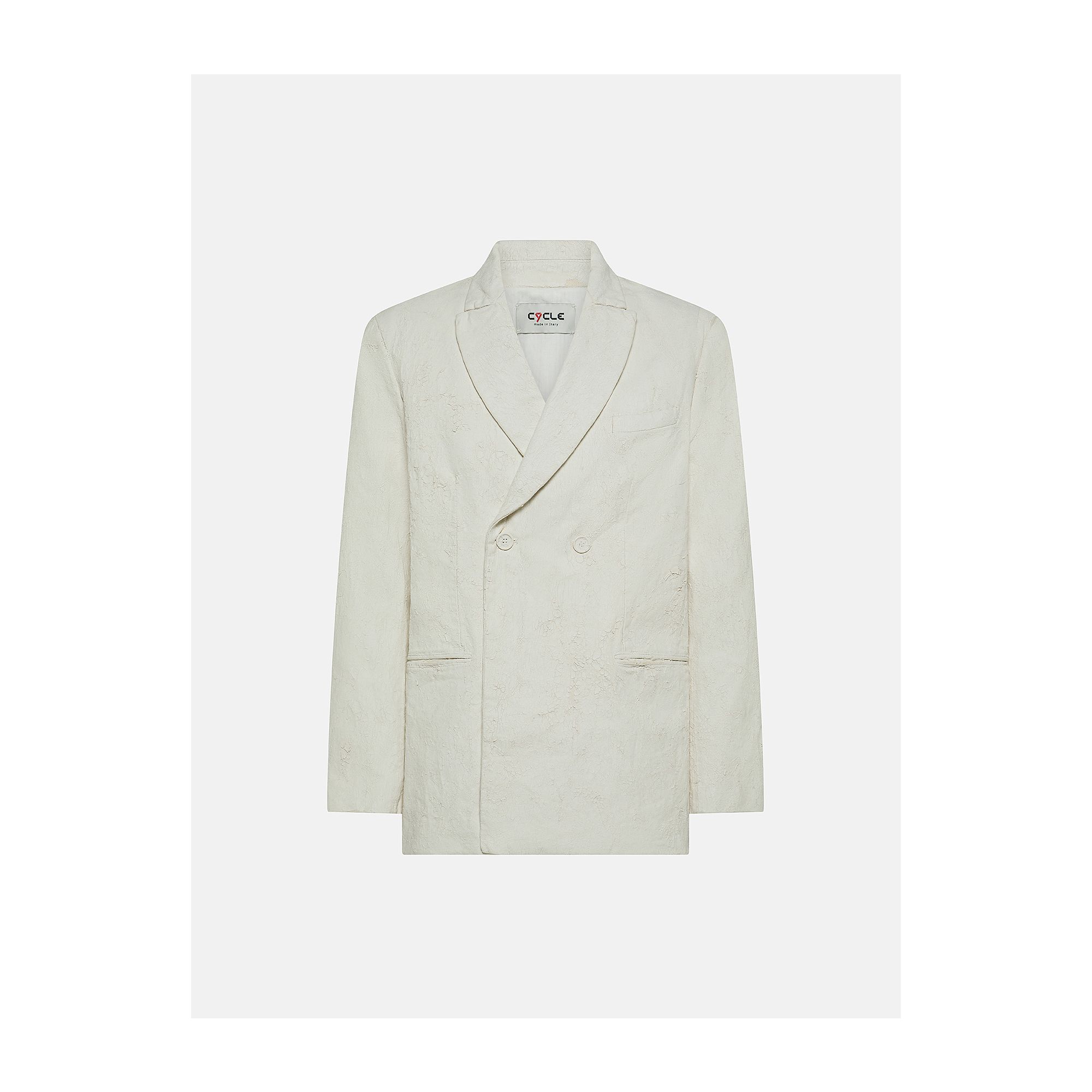 DOUBLE TAILORED OVER JACKET HANDMADE NATURAL WHITE CHALK PASTE