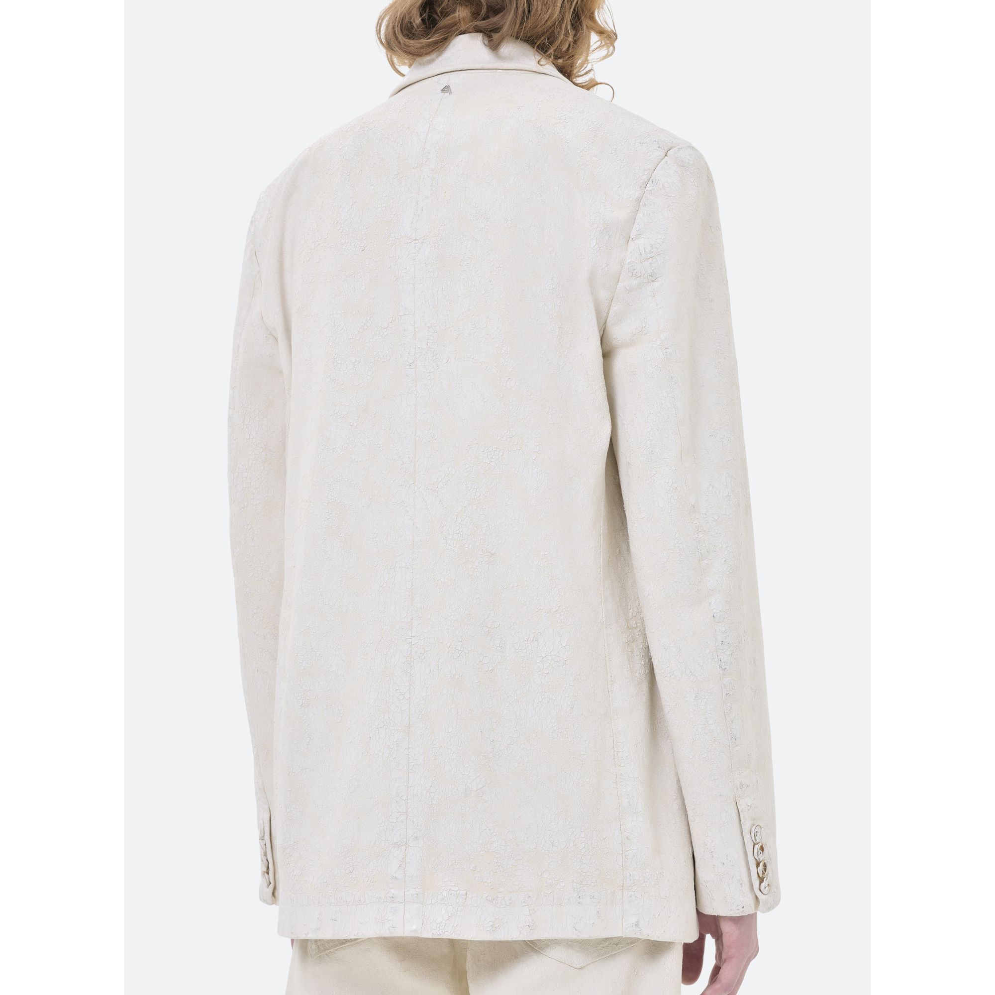 DOUBLE TAILORED OVER JACKET HANDMADE NATURAL WHITE CHALK PASTE