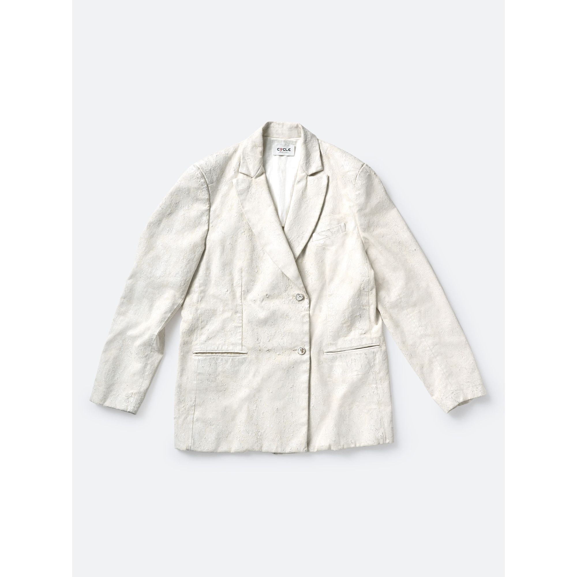 DOUBLE TAILORED OVER JACKET HANDMADE NATURAL WHITE CHALK PASTE