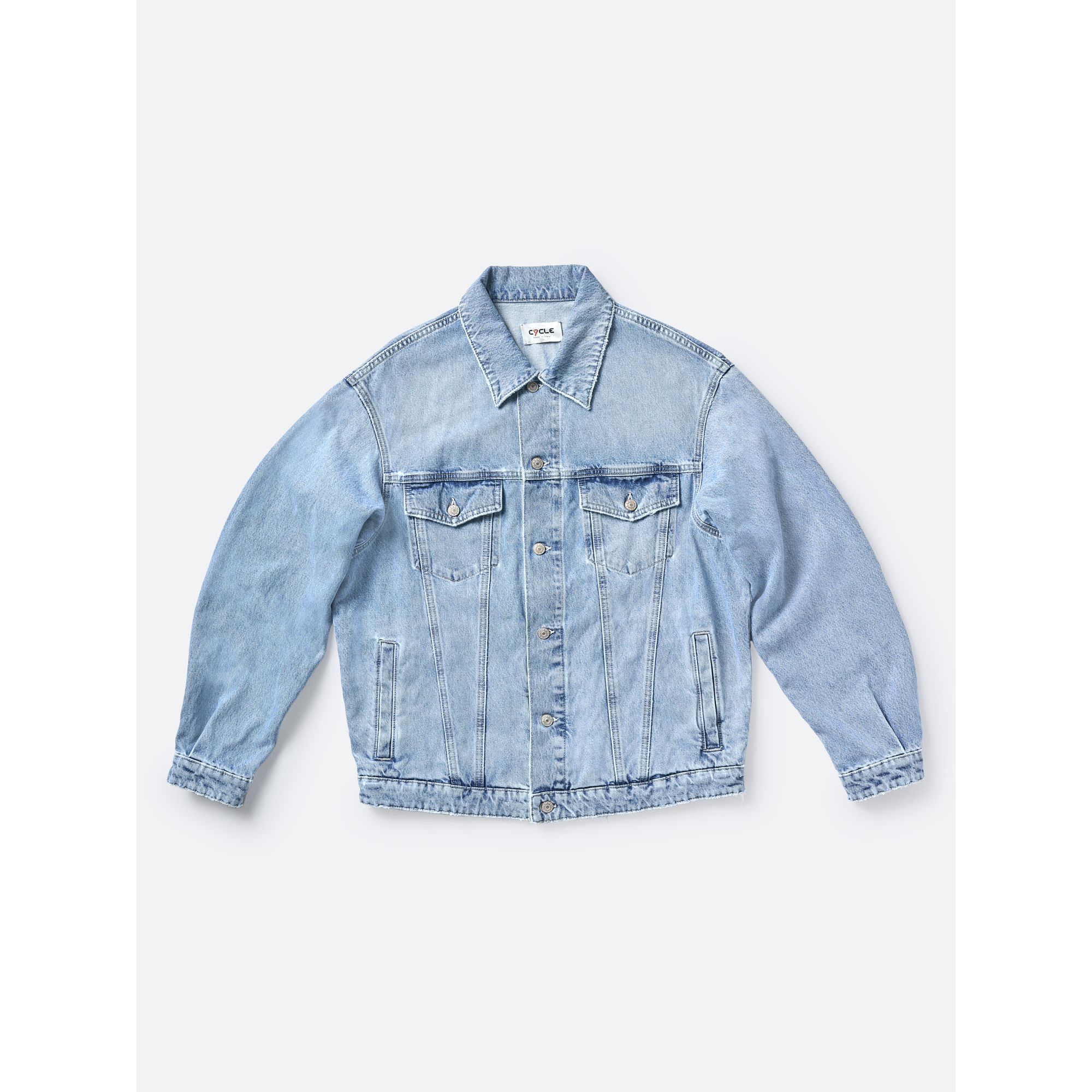 LOGAN TRUCKER OVER JACKET LIGHT BLEACH DAMAGED