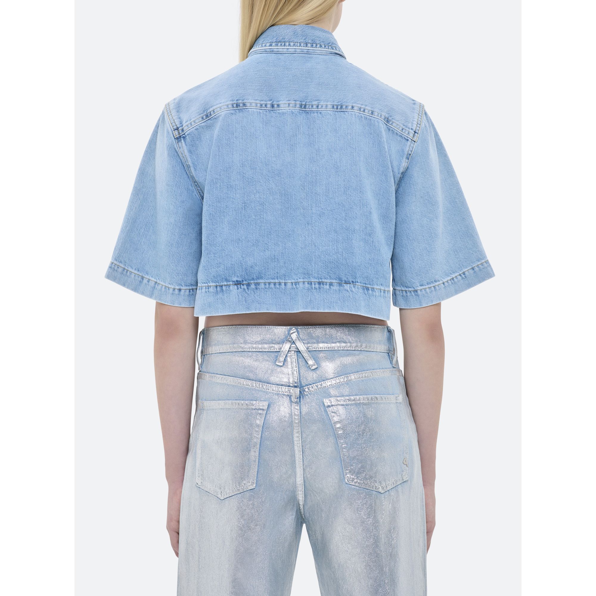 JANE CROP SHIRT BLEACH SUBTLE FADING AND WHISKERING