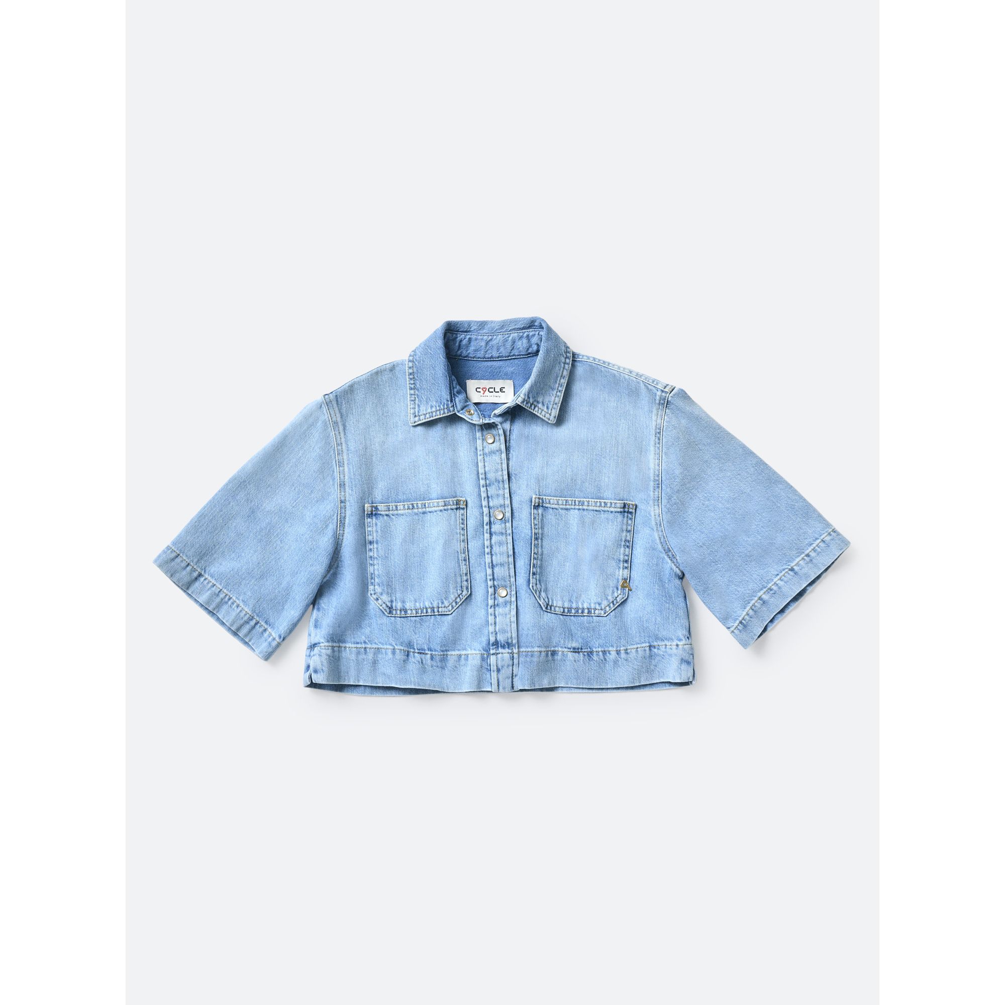 JANE CROP SHIRT BLEACH SUBTLE FADING AND WHISKERING