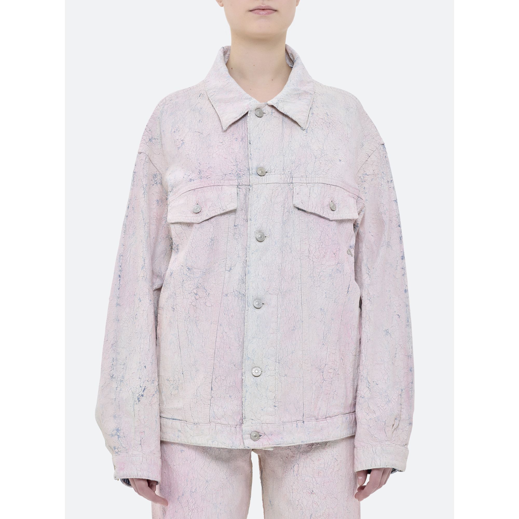 LOGAN TRUCKER OVER JACKET HANDMADE PINK CHALK PASTE