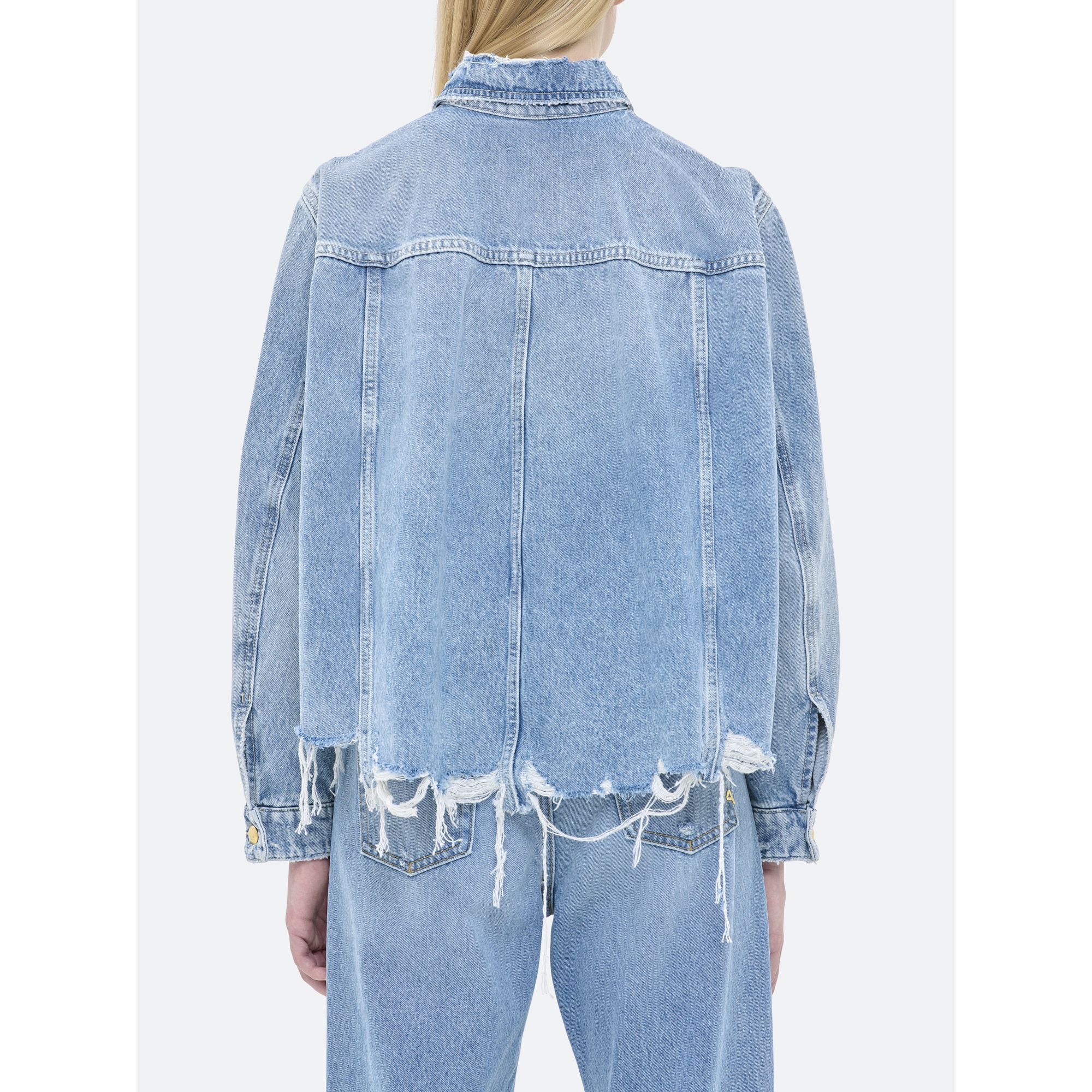 HAILEY CROP TRUCKER JACKET BLEACH AND DISTRESSED DAMAGED EDGE