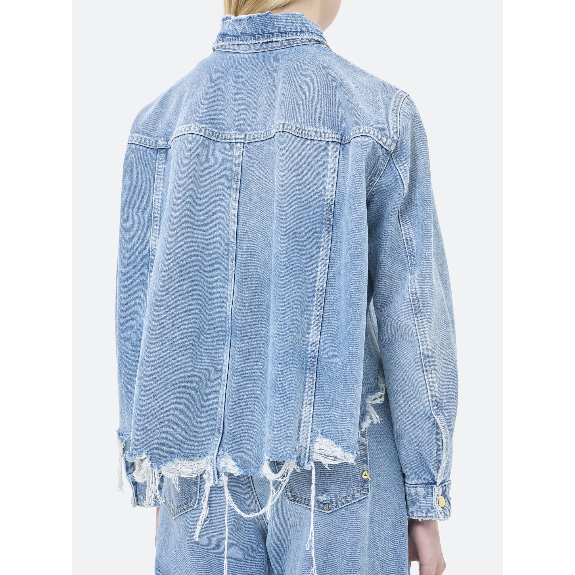 HAILEY CROP TRUCKER JACKET BLEACH AND DISTRESSED DAMAGED EDGE