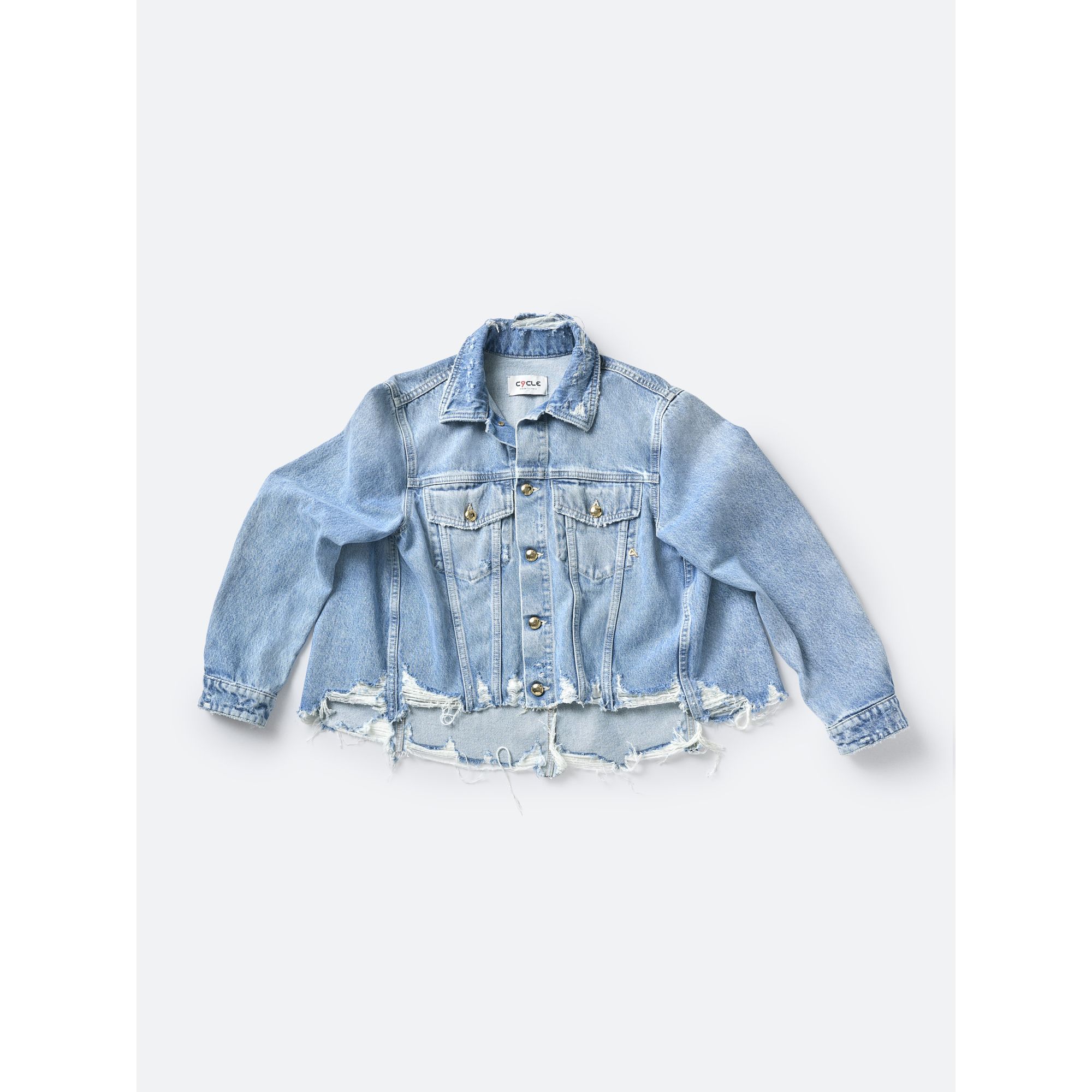 HAILEY CROP TRUCKER JACKET BLEACH AND DISTRESSED DAMAGED EDGE