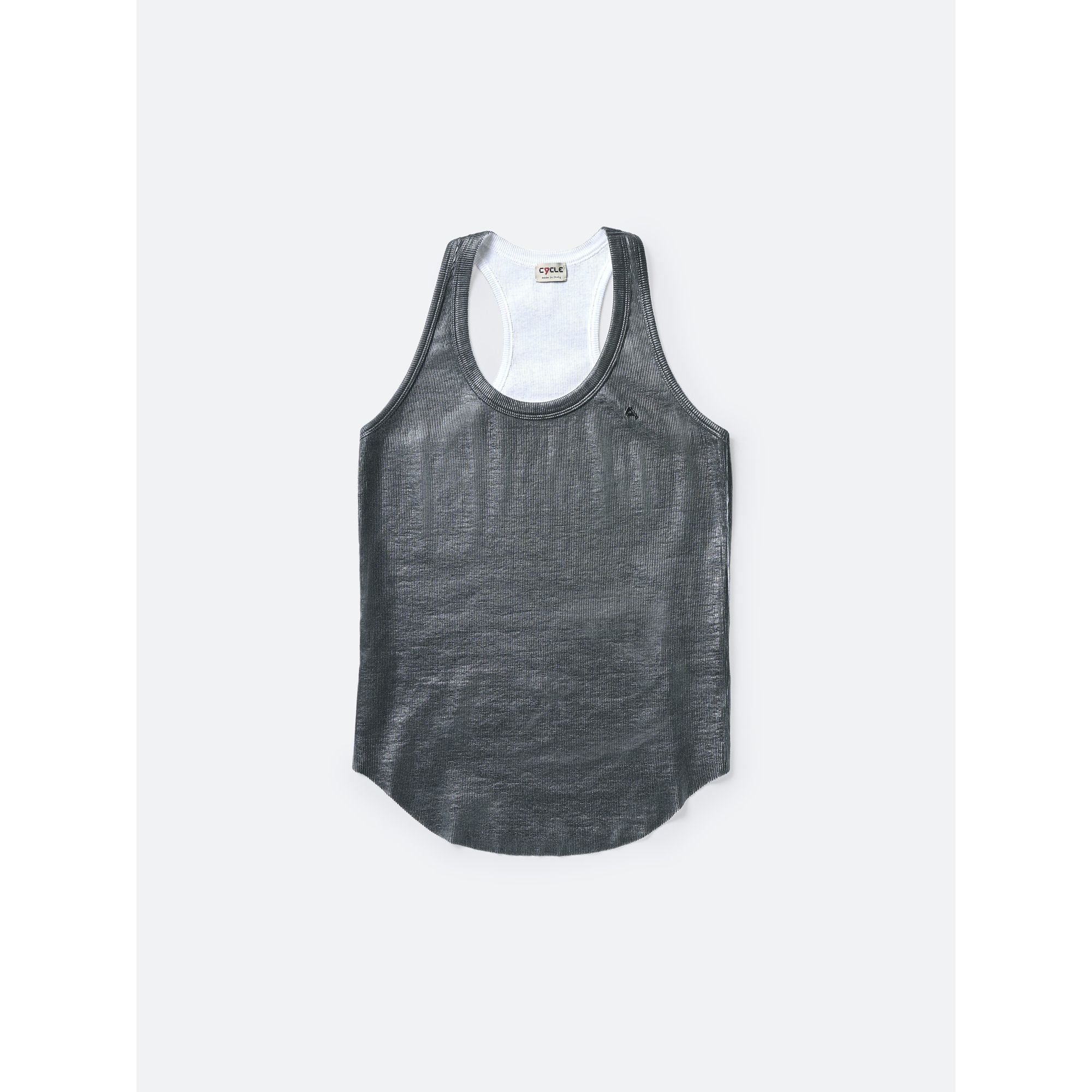 AMERICA RIBBED TANK TOP COATED LEATHER EFFECT