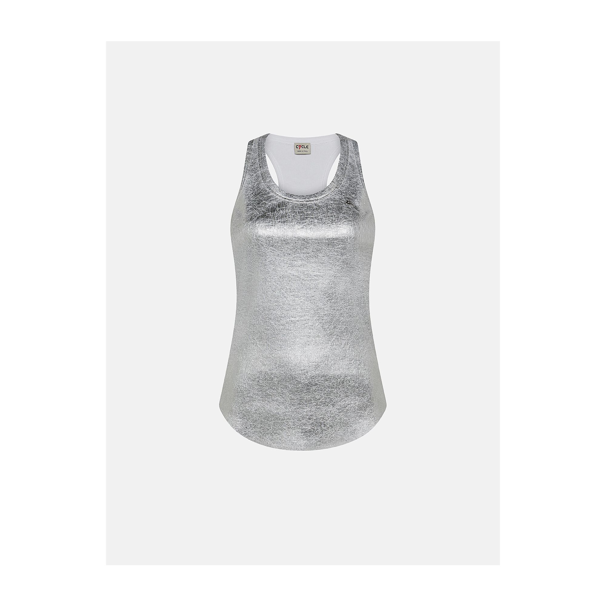 AMERICA RIBBED TANK TOP COATED LEATHER EFFECT