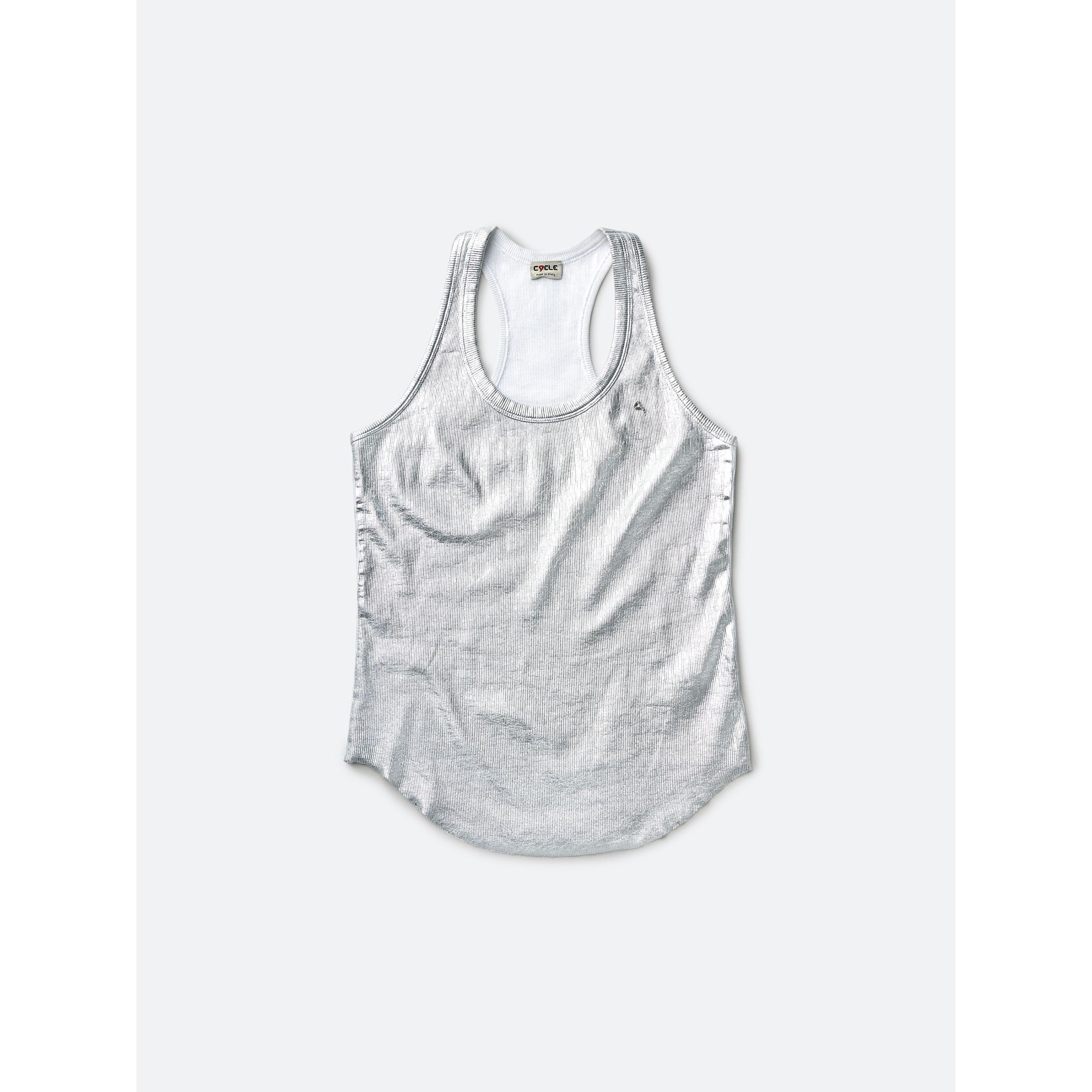 AMERICA RIBBED TANK TOP COATED LEATHER EFFECT