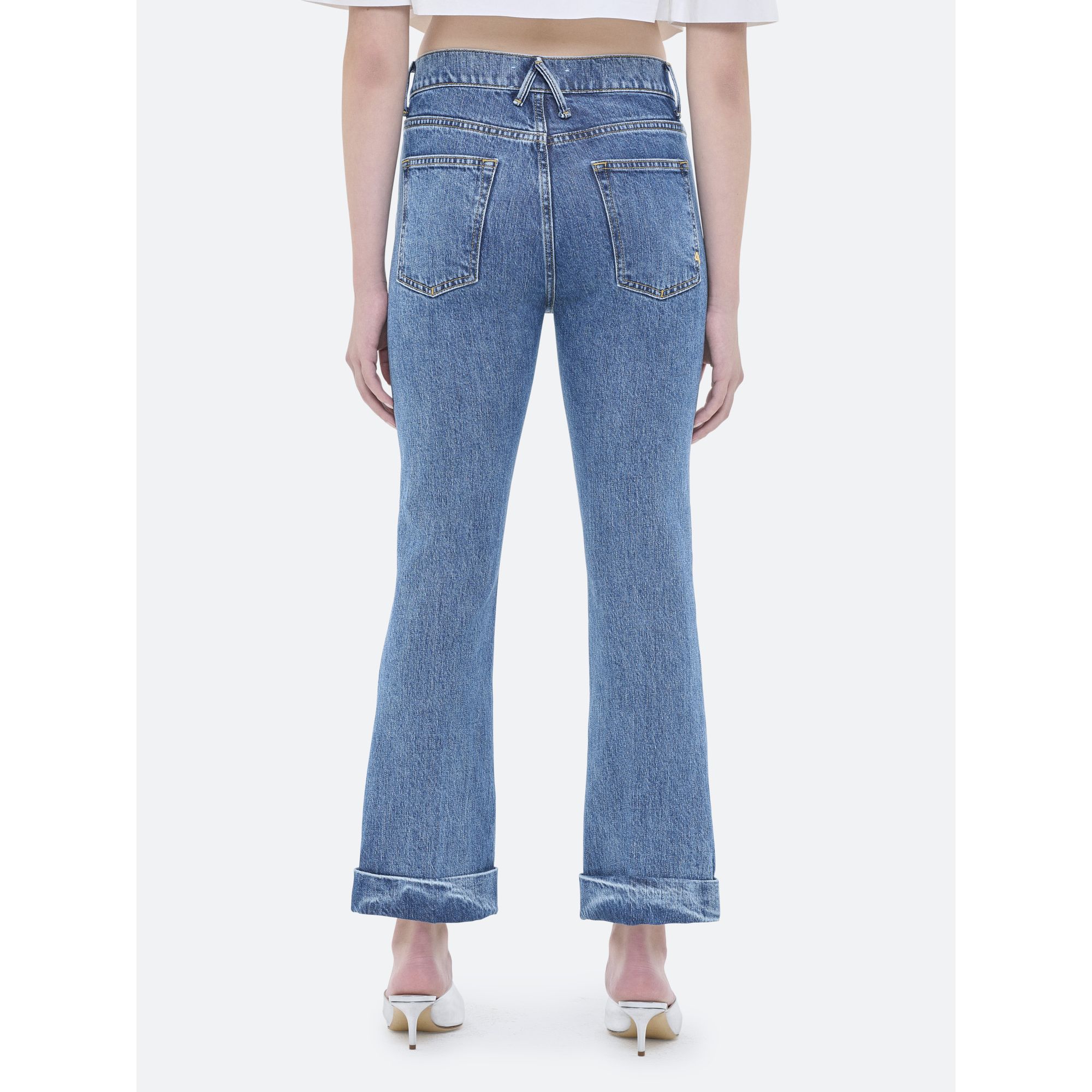 KATE NEW SLIM CROP BOOTCUT TURN UP LIGHT ACID WASH MARBLE