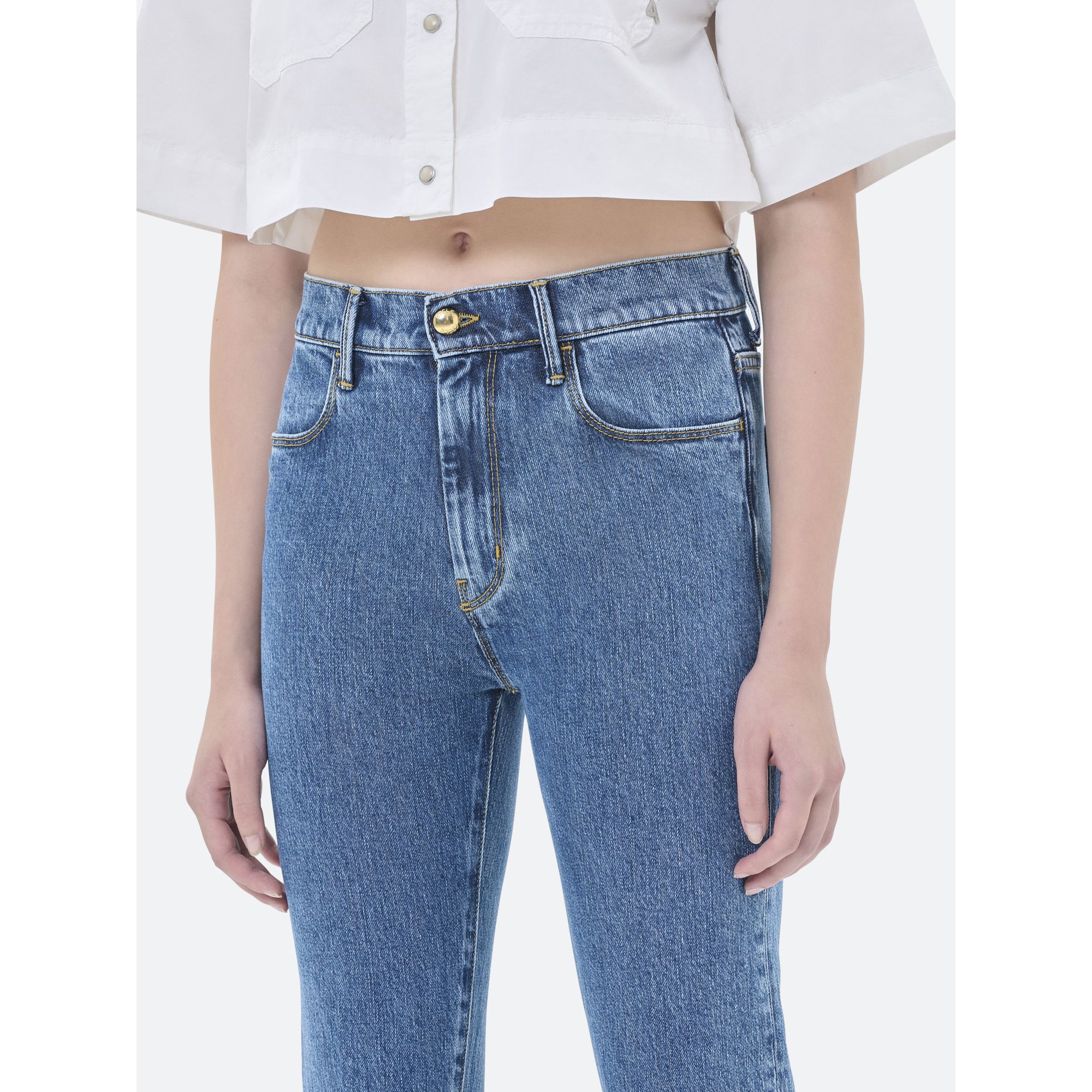 KATE NEW SLIM CROP BOOTCUT TURN UP LIGHT ACID WASH MARBLE