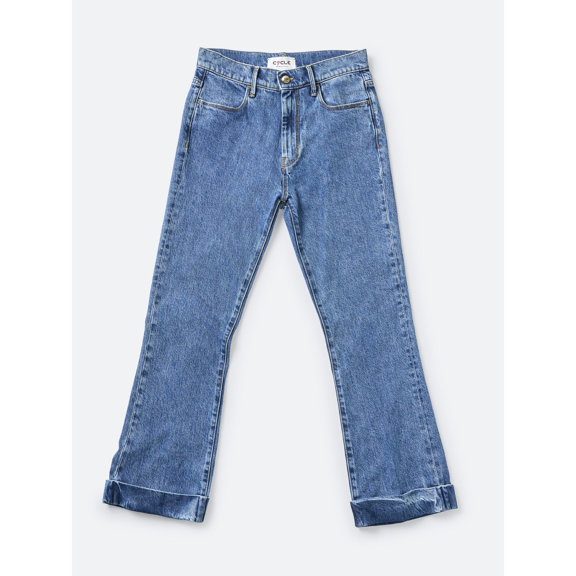 KATE NEW SLIM CROP BOOTCUT TURN UP LIGHT ACID WASH MARBLE