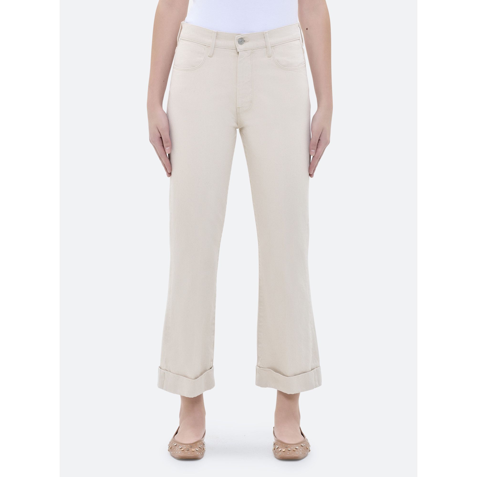 KATE NEW SLIM CROP BOOTCUT TURN UP RINSE WASH