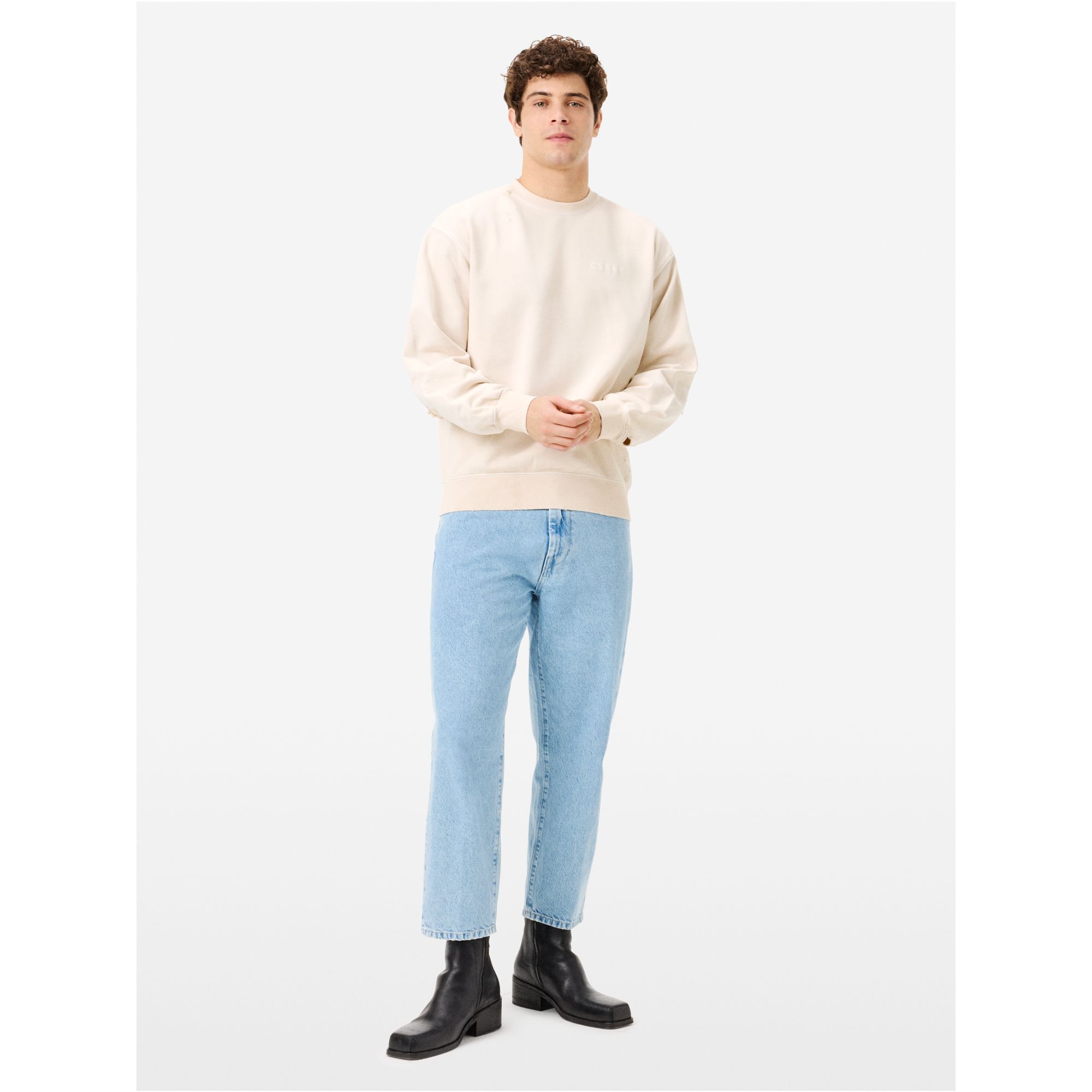 Ethan sweatshirt with logo and rips