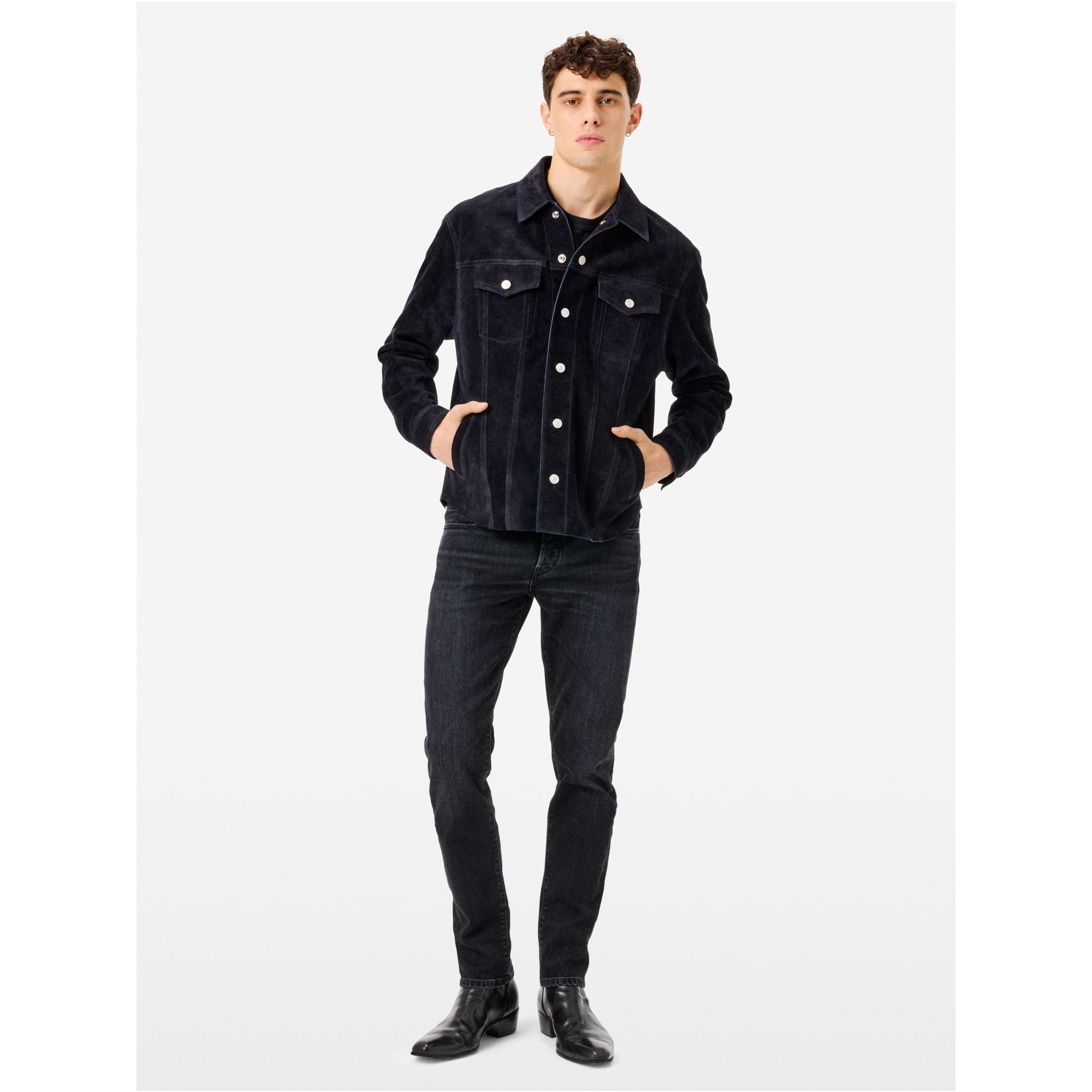 Overshirt James in pelle scamosciata