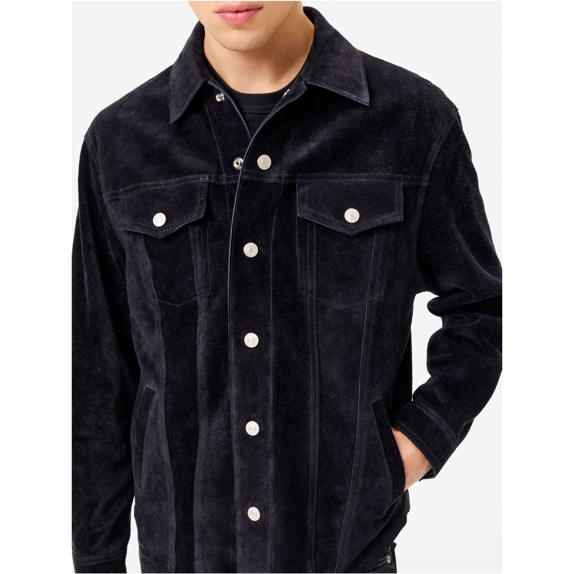 Overshirt James in pelle scamosciata