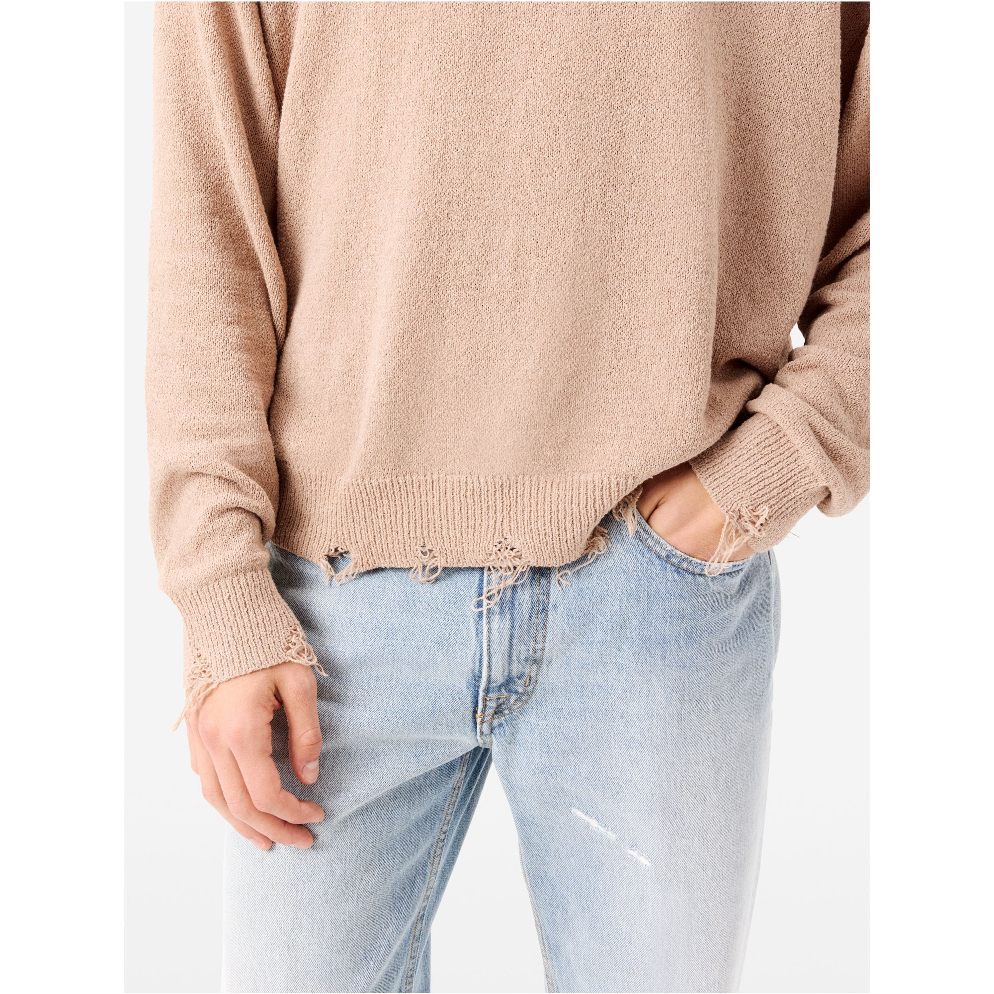 Arty jumper with distressed hem