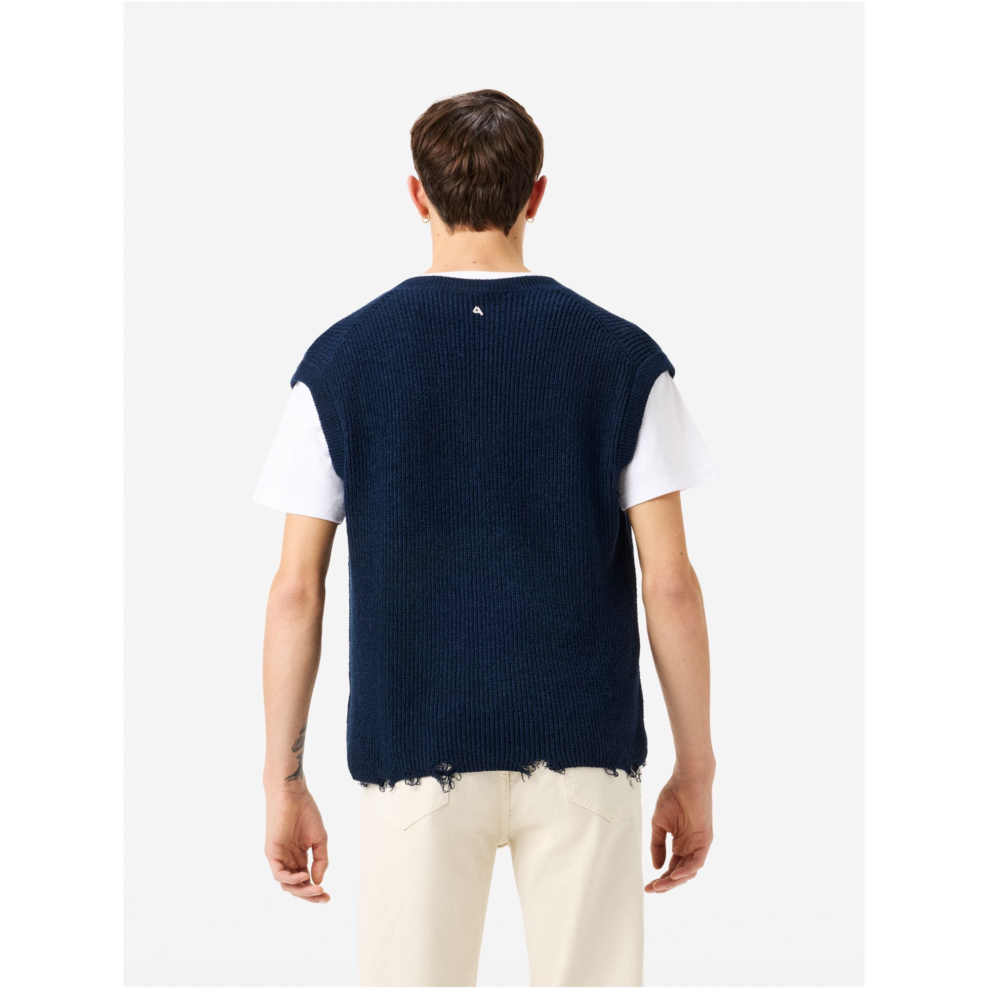 Ribbed-knit Eddy vest with distressed hem