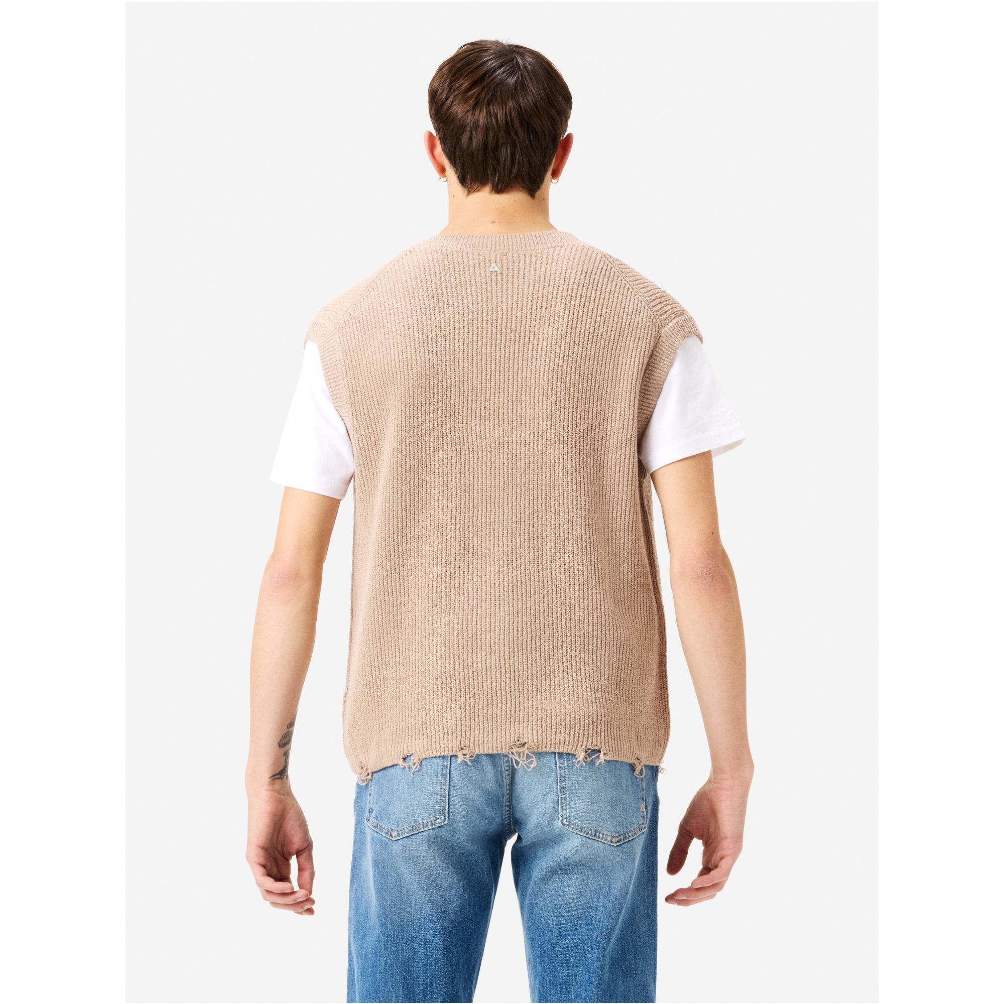 Ribbed-knit Eddy vest with distressed hem