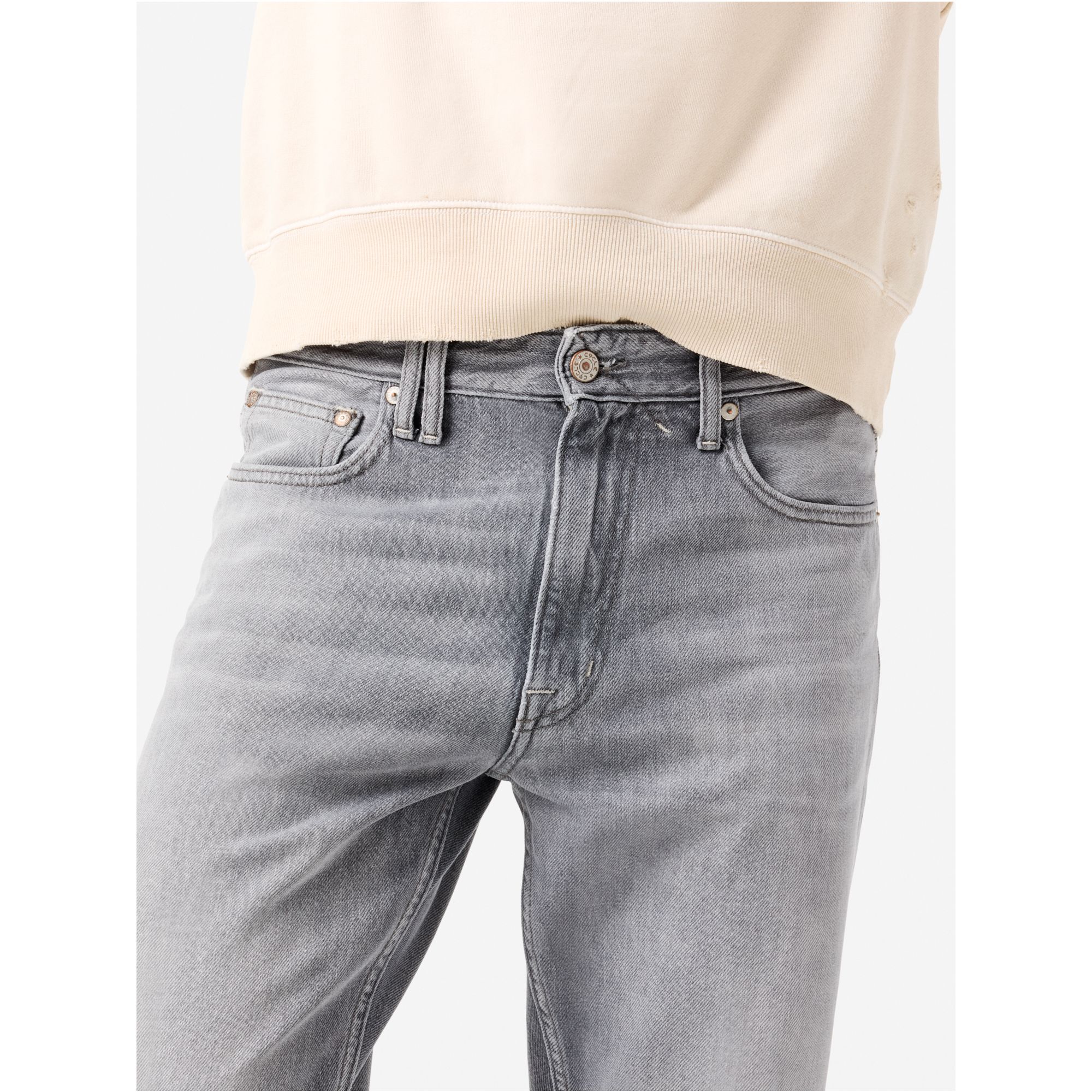 Lucky tapered fit light bleach broken edge