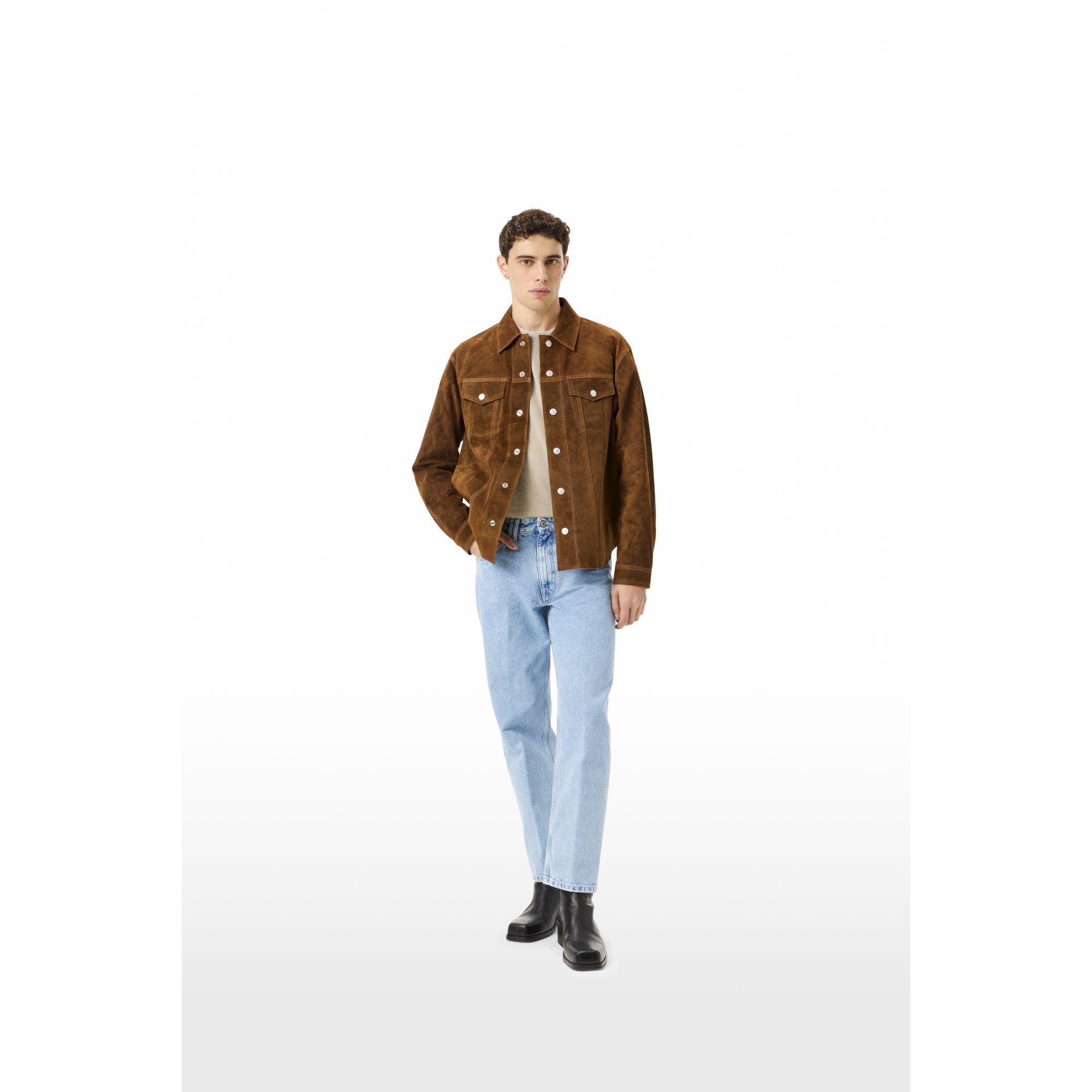 Wise regular fit straight ankle leg light bleach