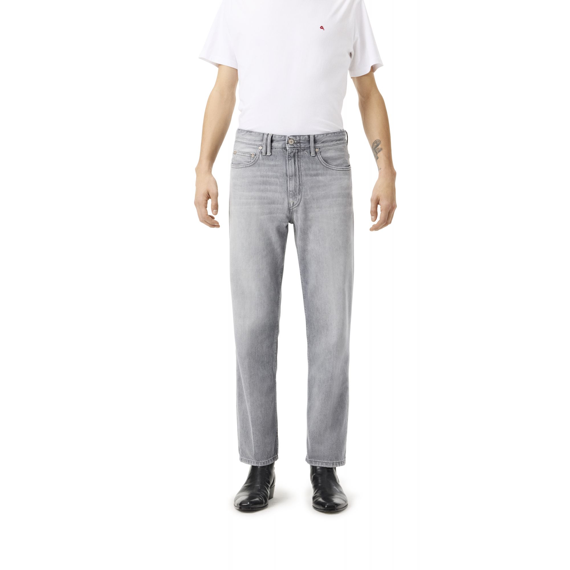 Wise regular fit straight ankle leg light bleach broken edge