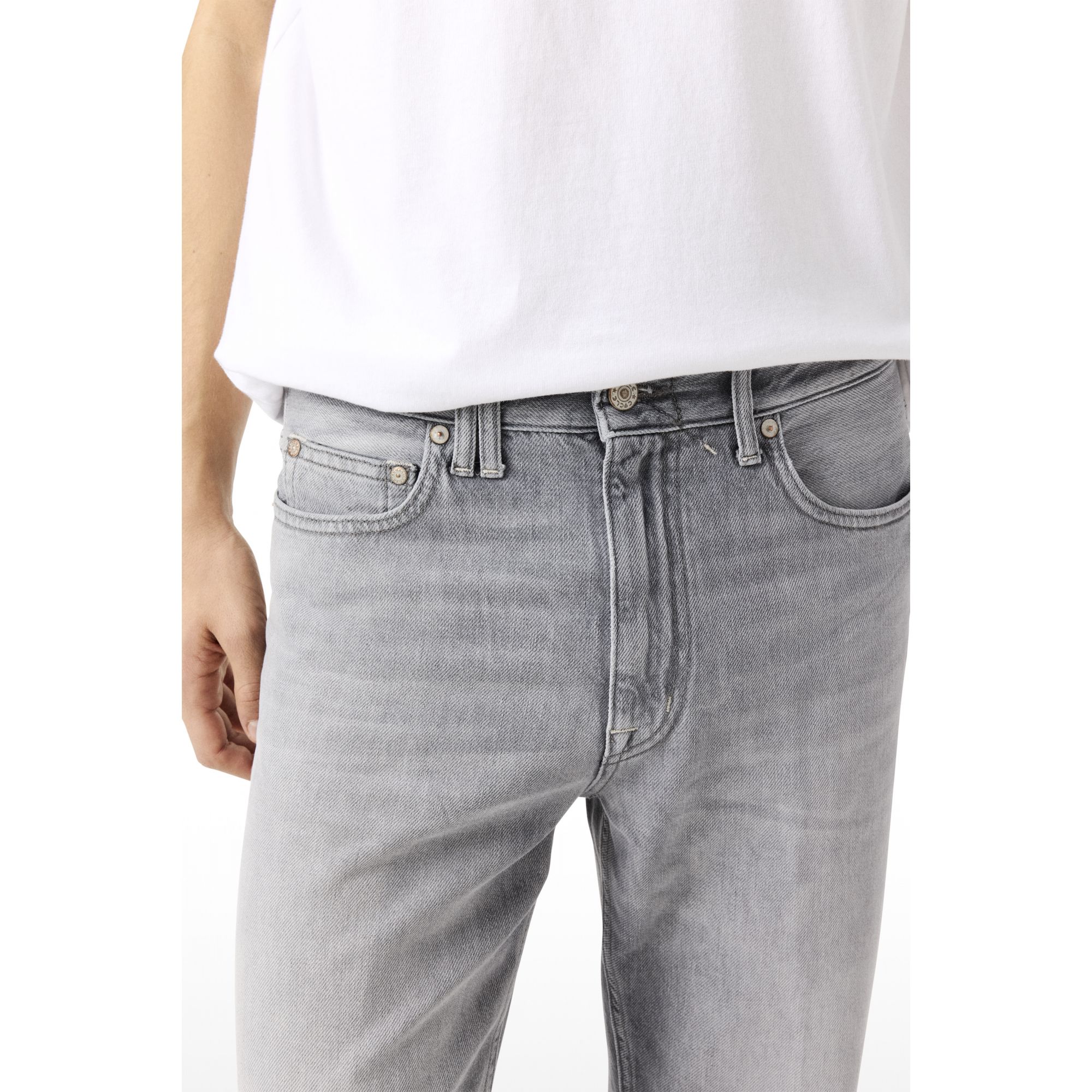 Wise regular fit straight ankle leg light bleach broken edge