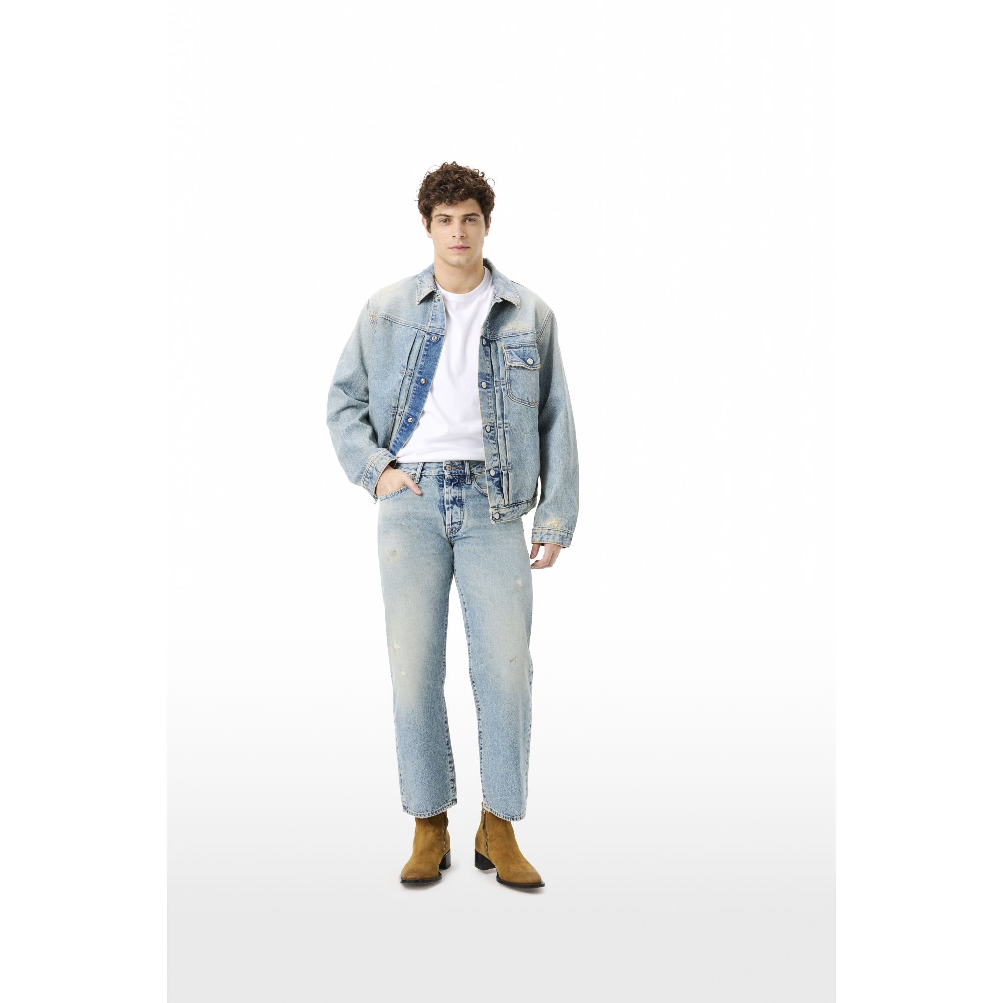 Legend regular 90's fit straight ankle leg light blue wash repaired with dirty spots