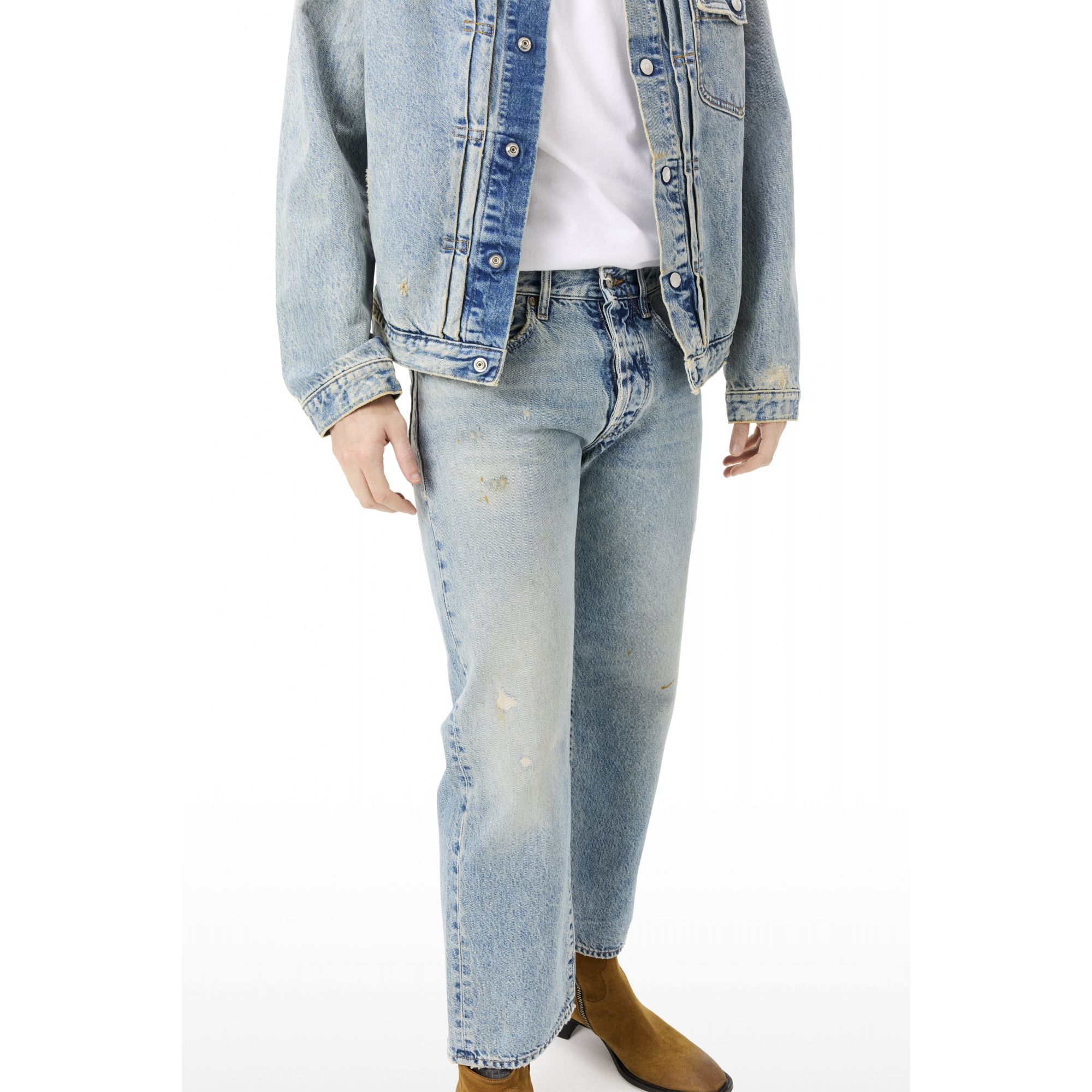 Legend regular 90's fit straight ankle leg light blue wash repaired with dirty spots