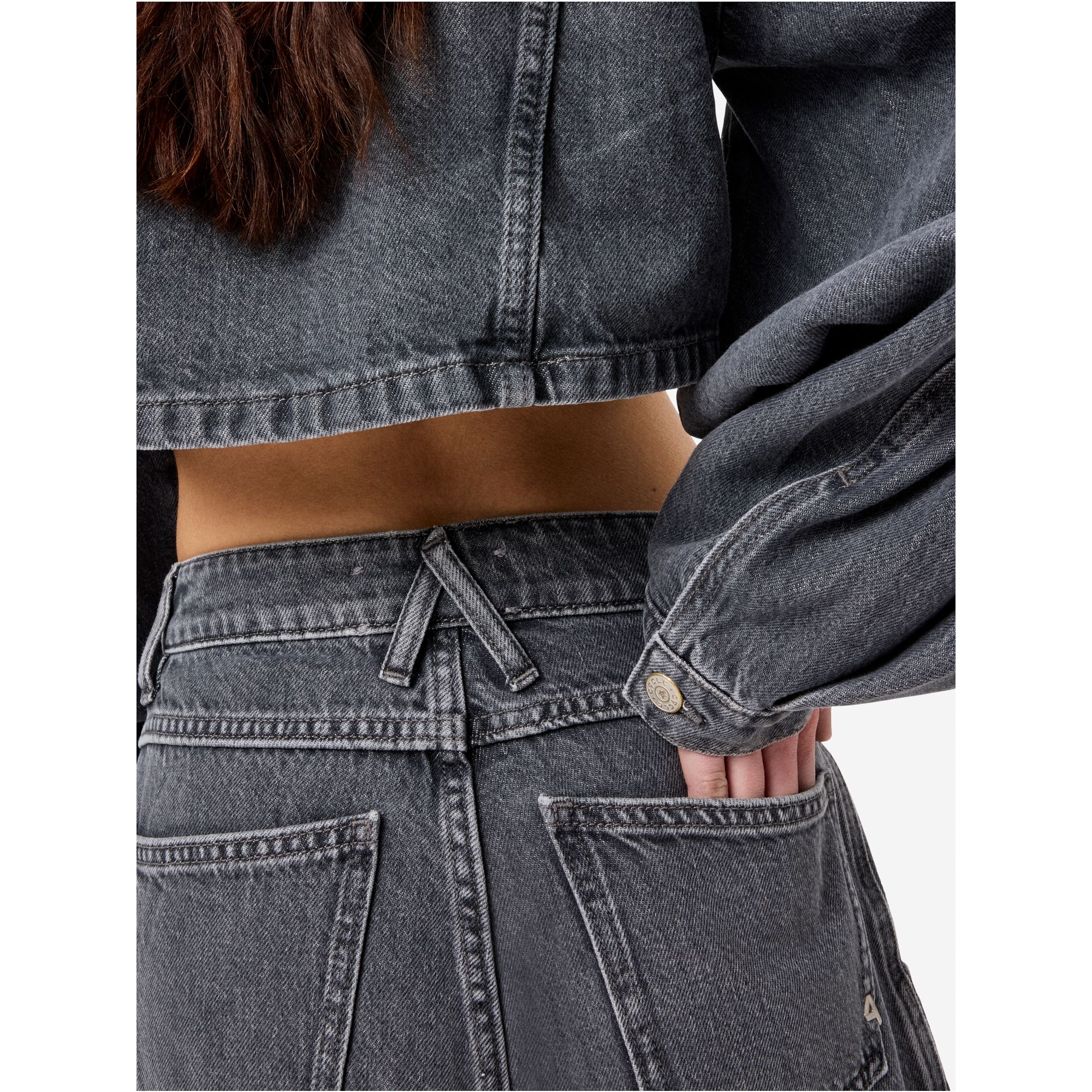 Minny cropped denim jacket stone wash brushed