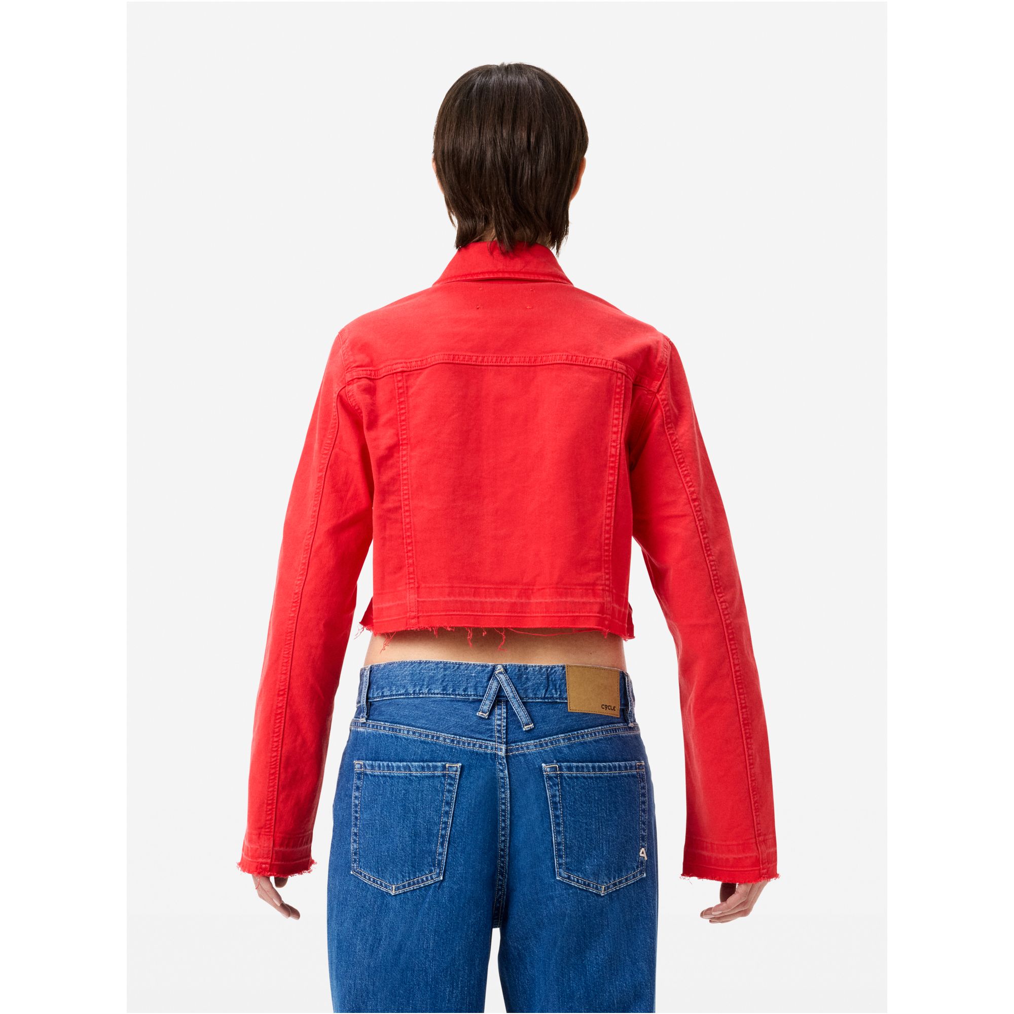 Milu' trucker jacket direct dyed frayed edge