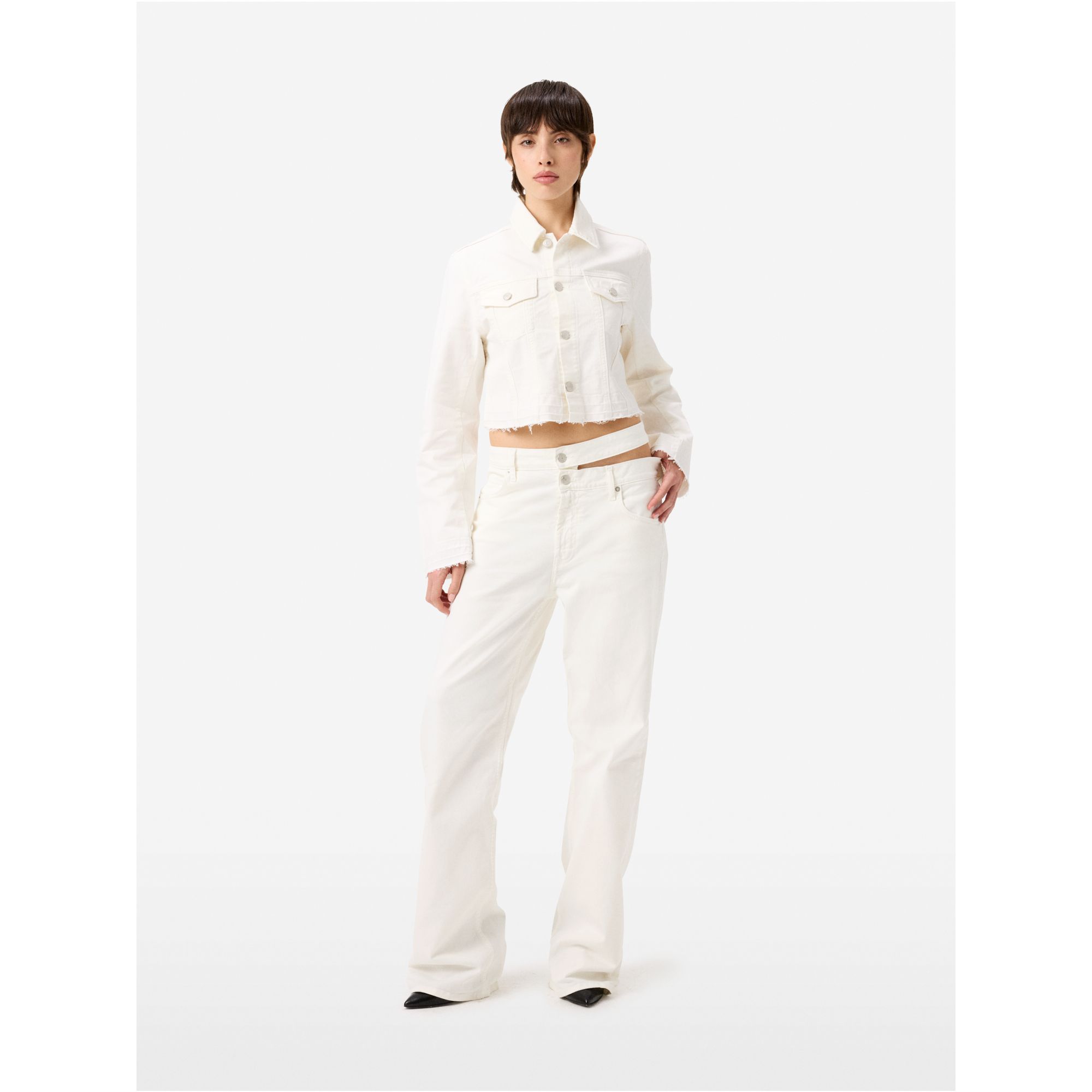 Milu' trucker jacket direct dyed frayed edge