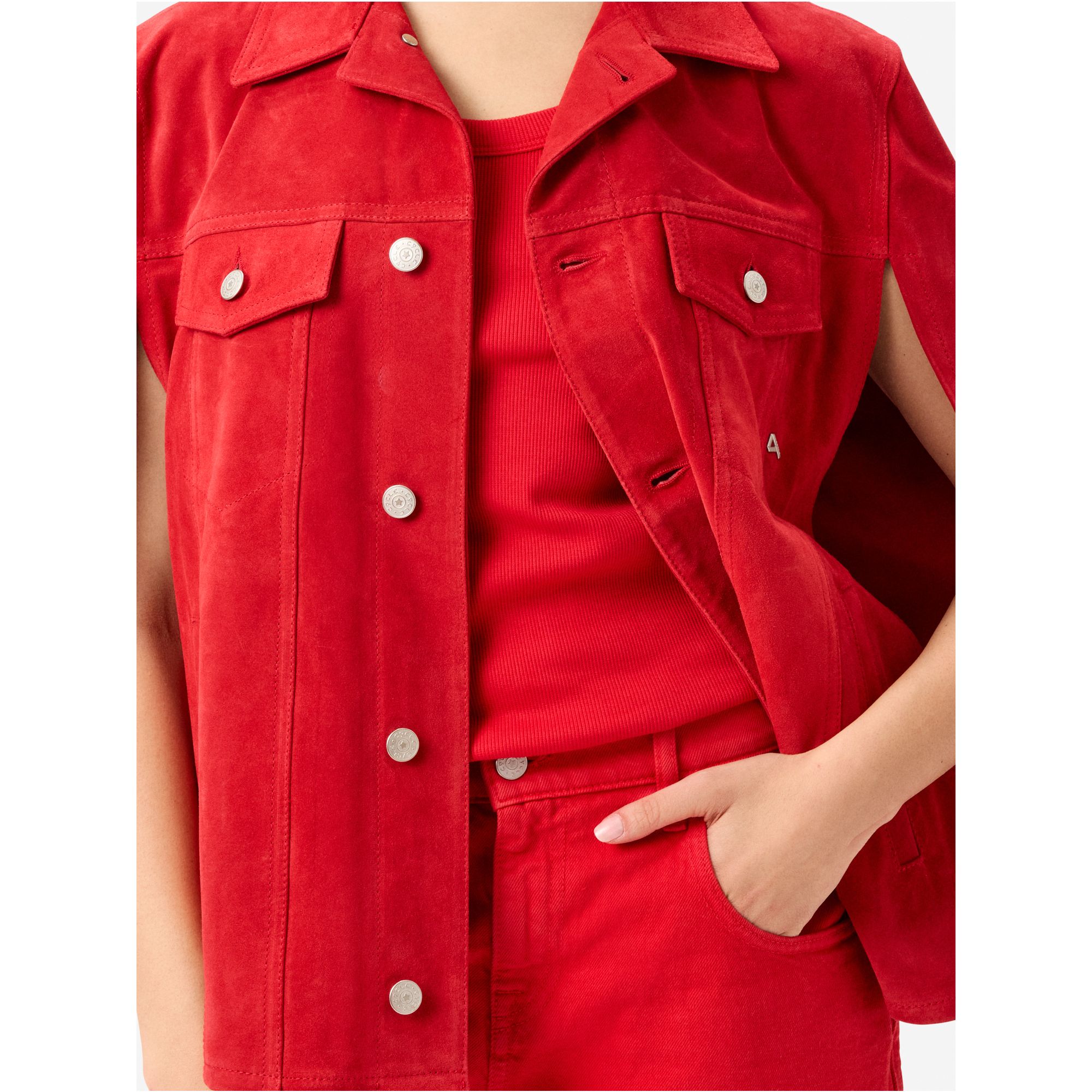 Candy poncho jacket in split leather