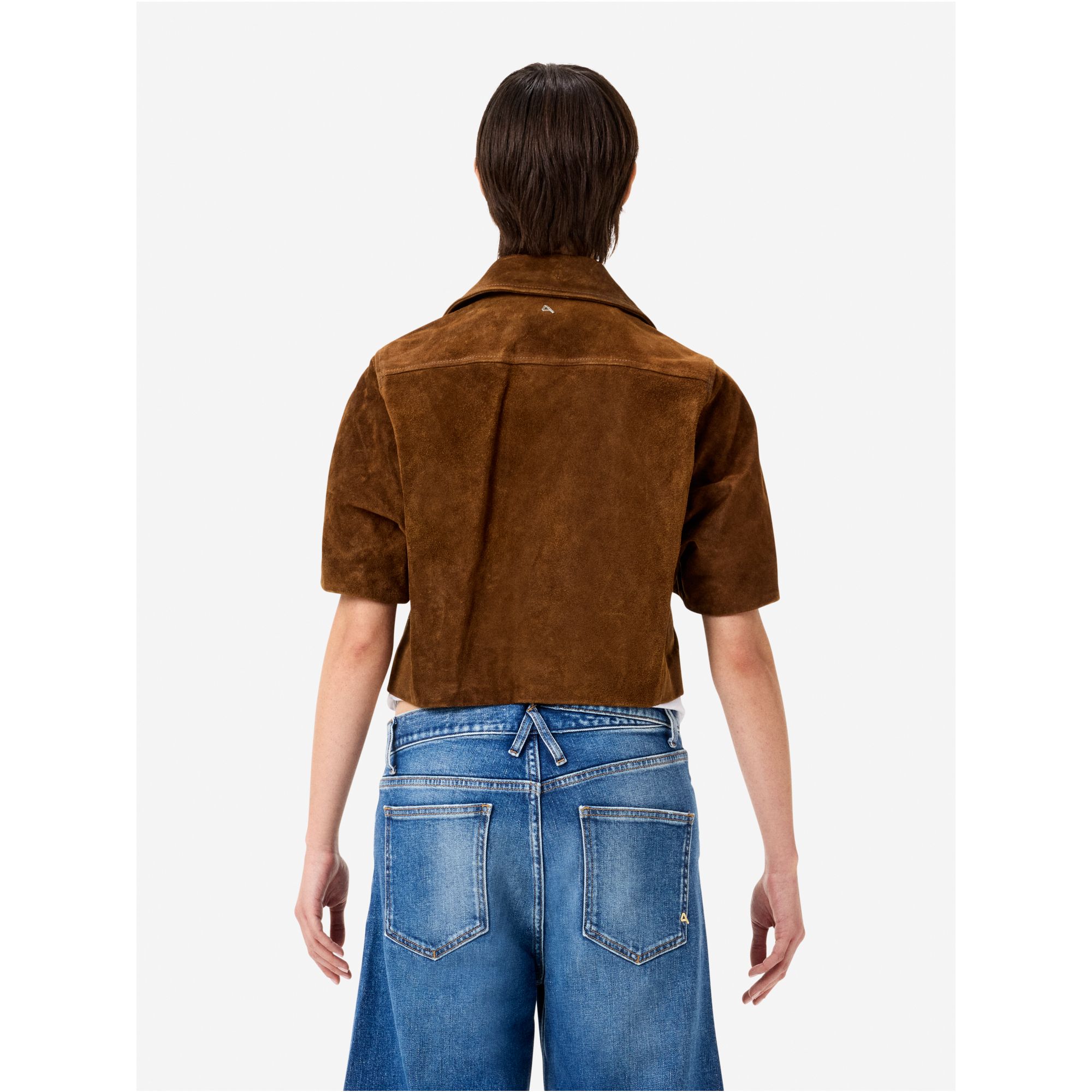 Cropped Coco split leather jacket