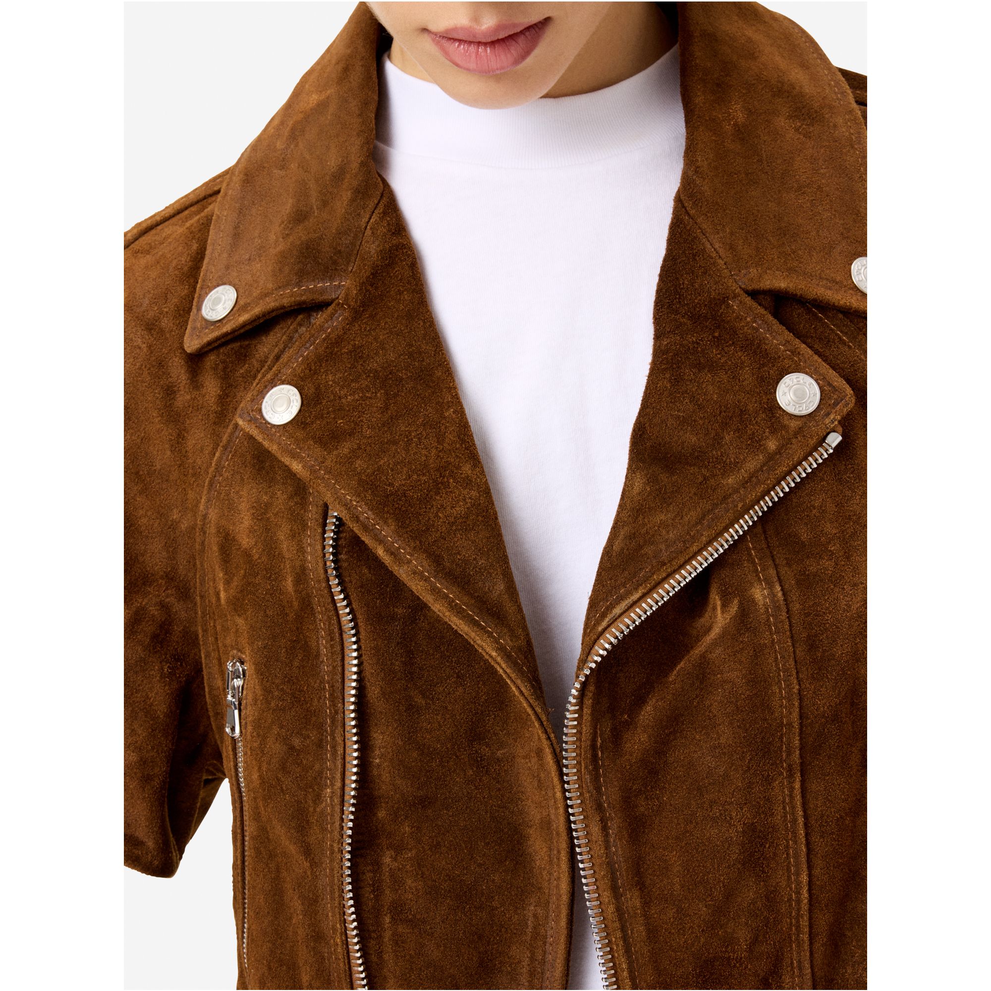 Cropped Coco split leather jacket