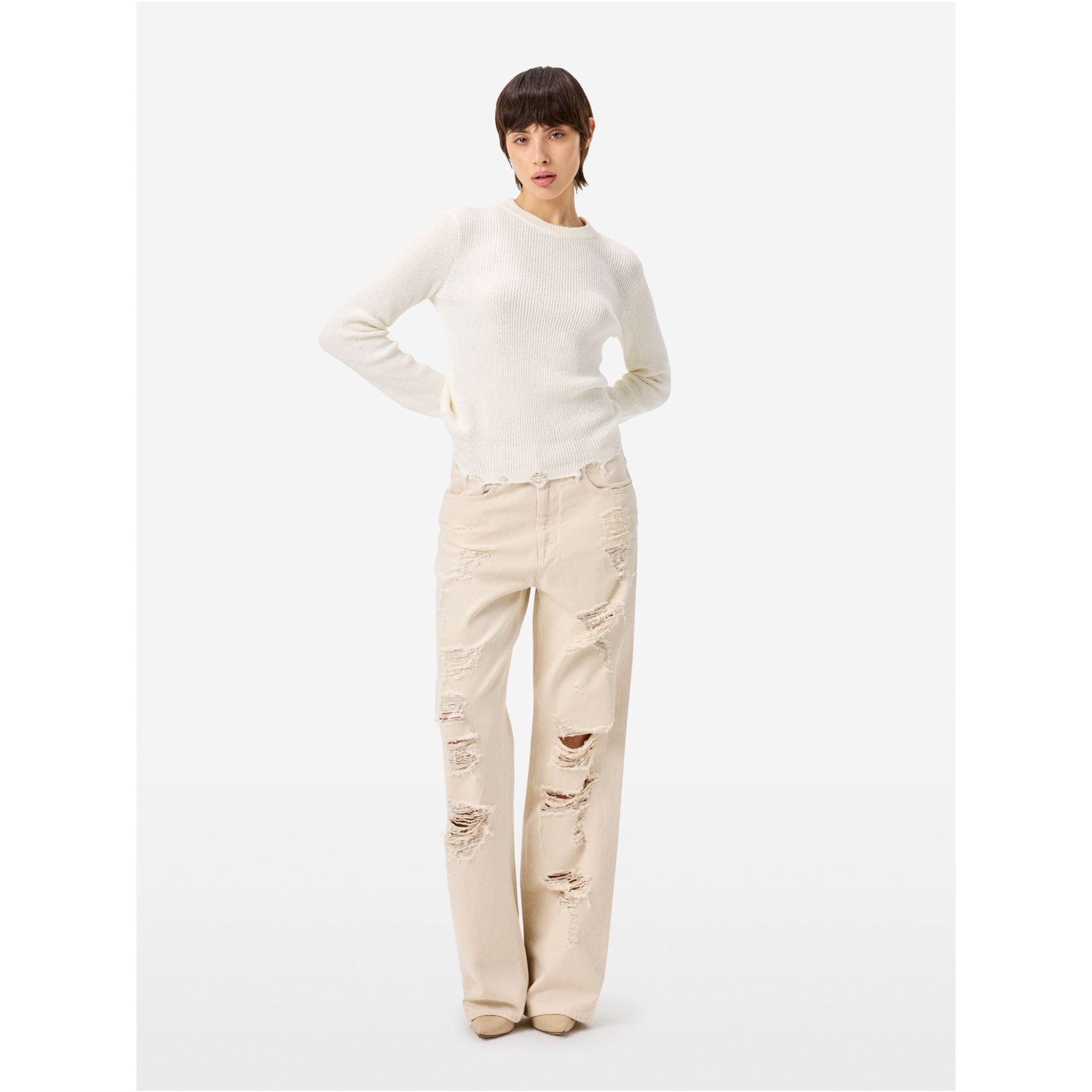 Ribbed Mia jumper with distressed hems