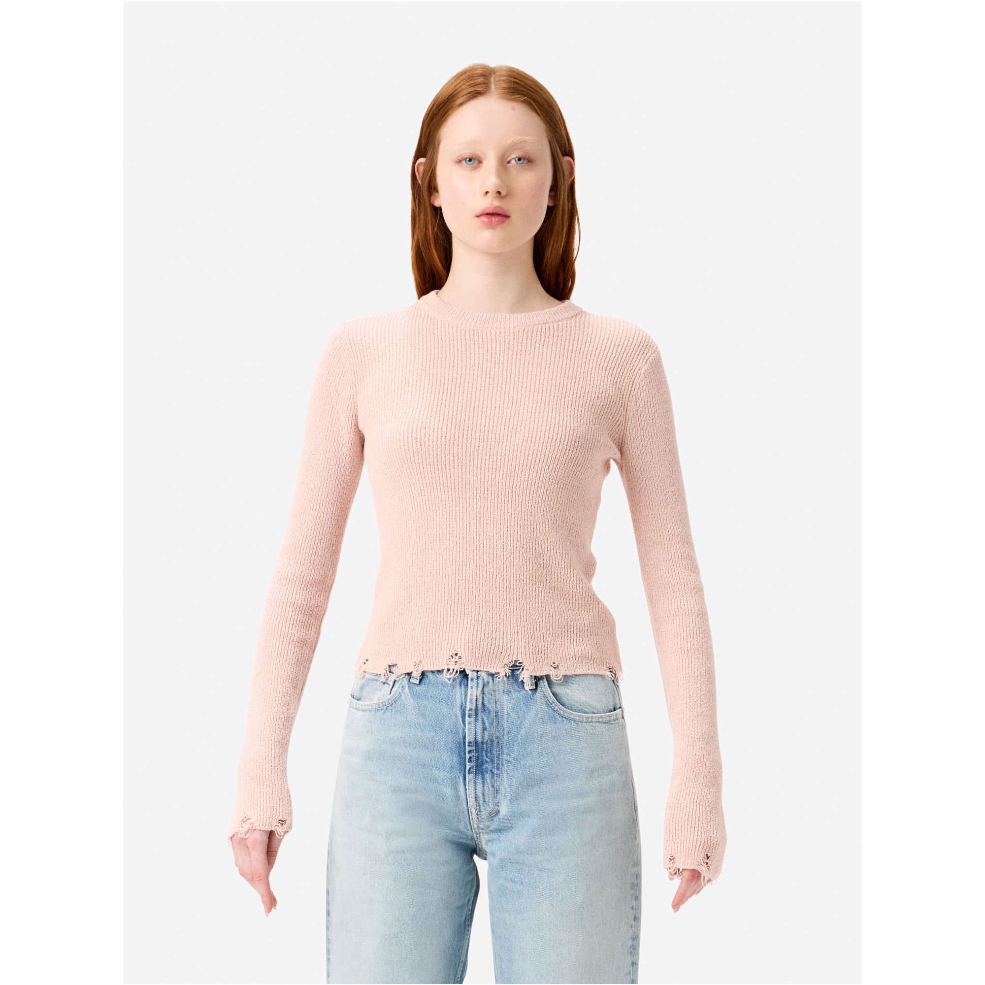 Ribbed Mia jumper with distressed hems