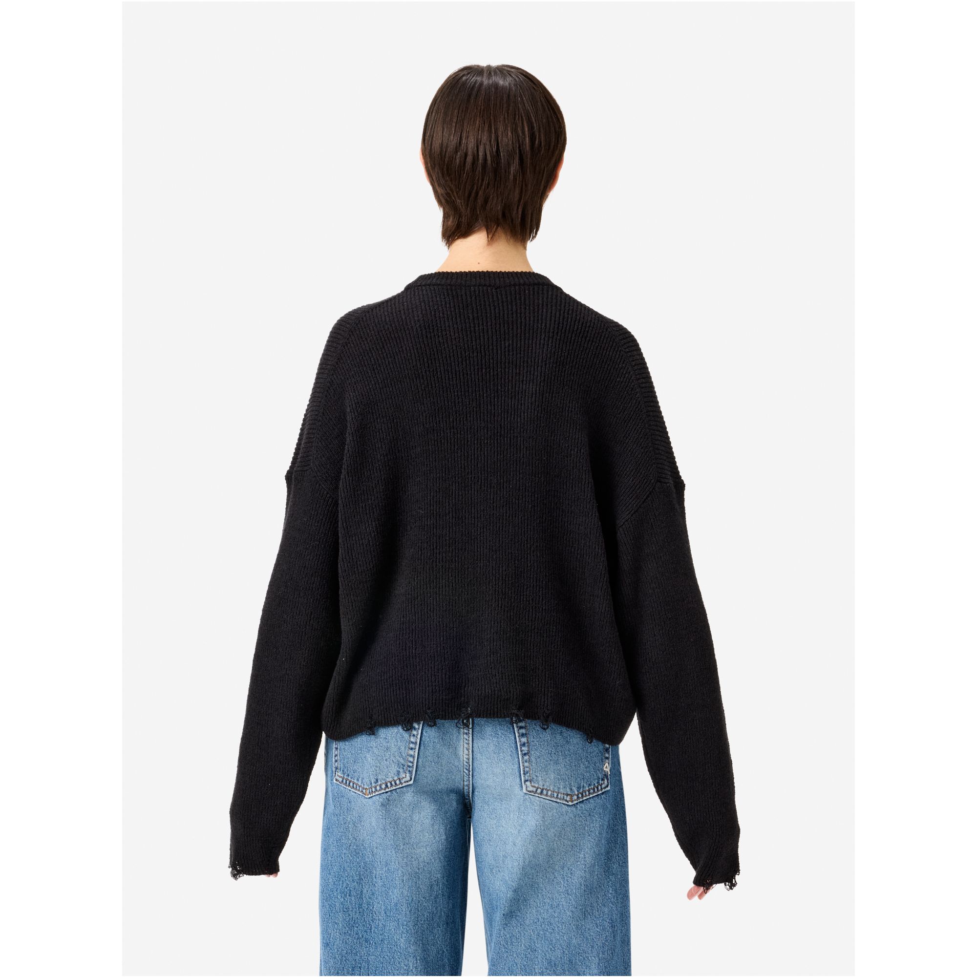 Maglia Gia over a costine con orli distressed