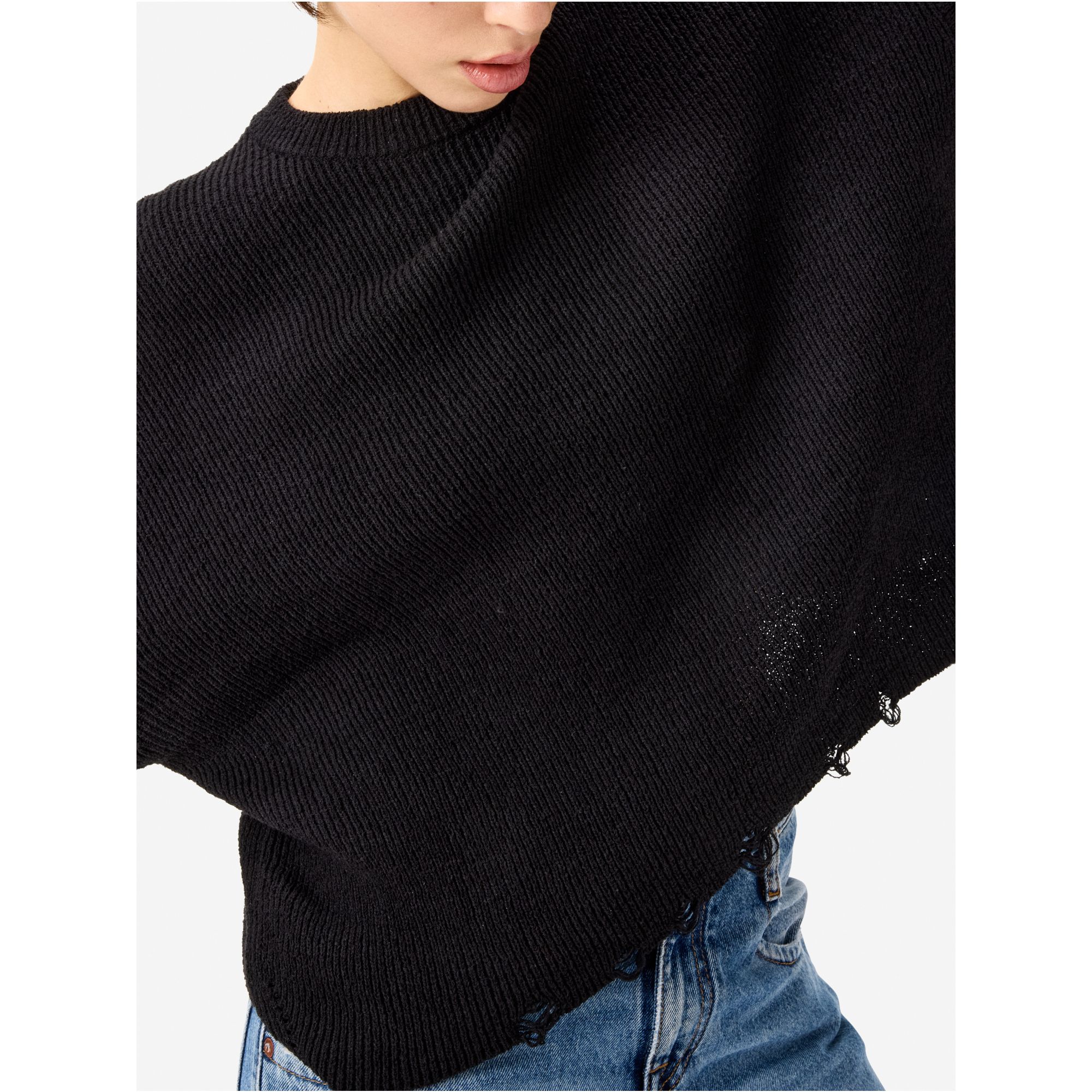 Gia oversized ribbed jumper with distressed hems