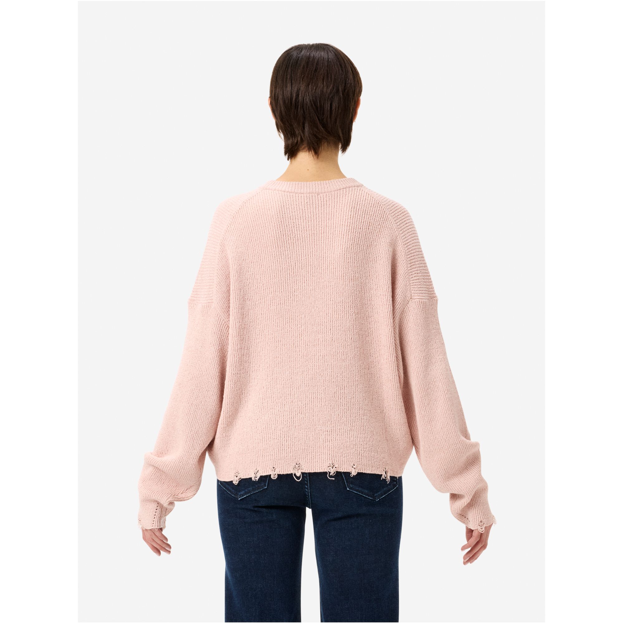 Gia oversized ribbed jumper with distressed hems