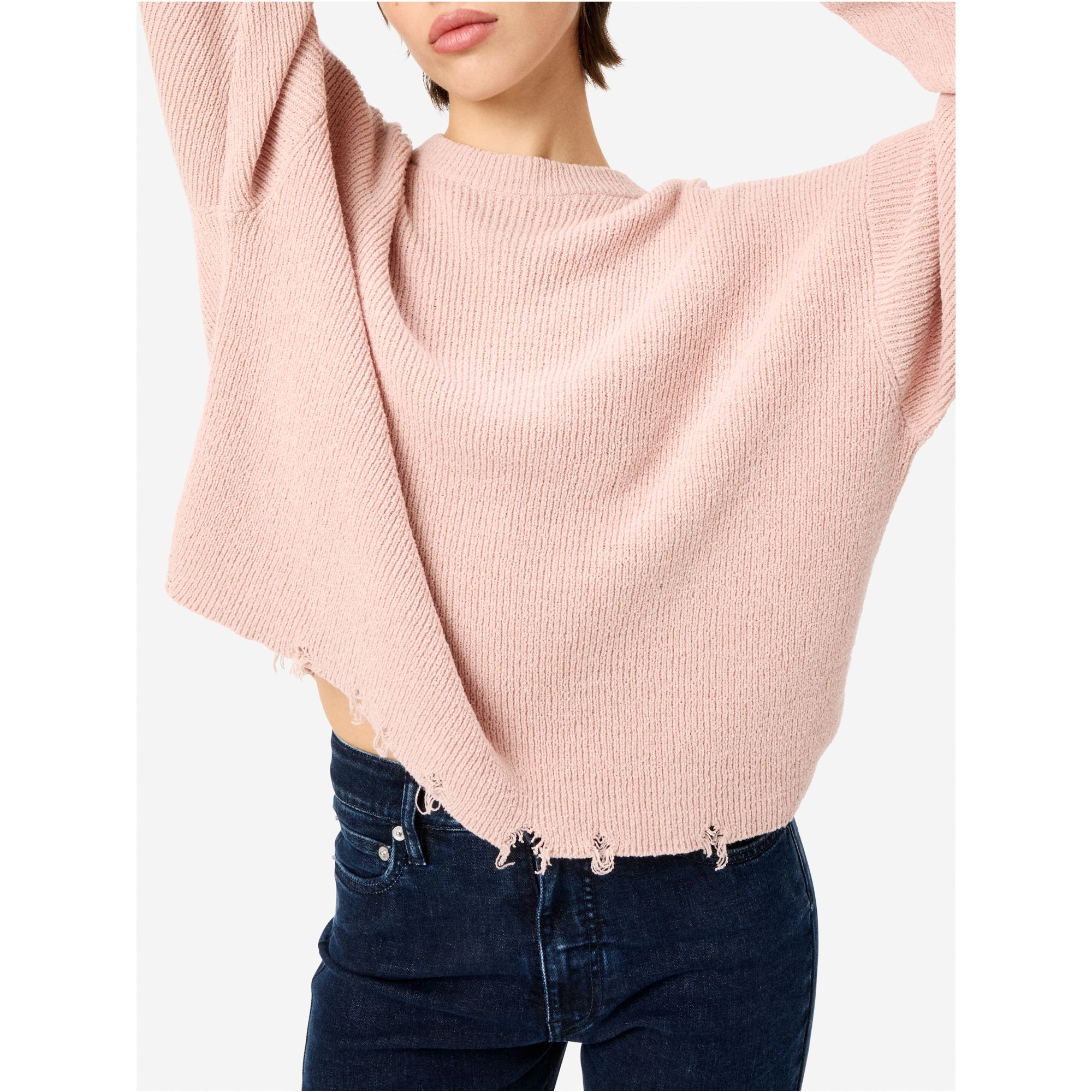 Gia oversized ribbed jumper with distressed hems