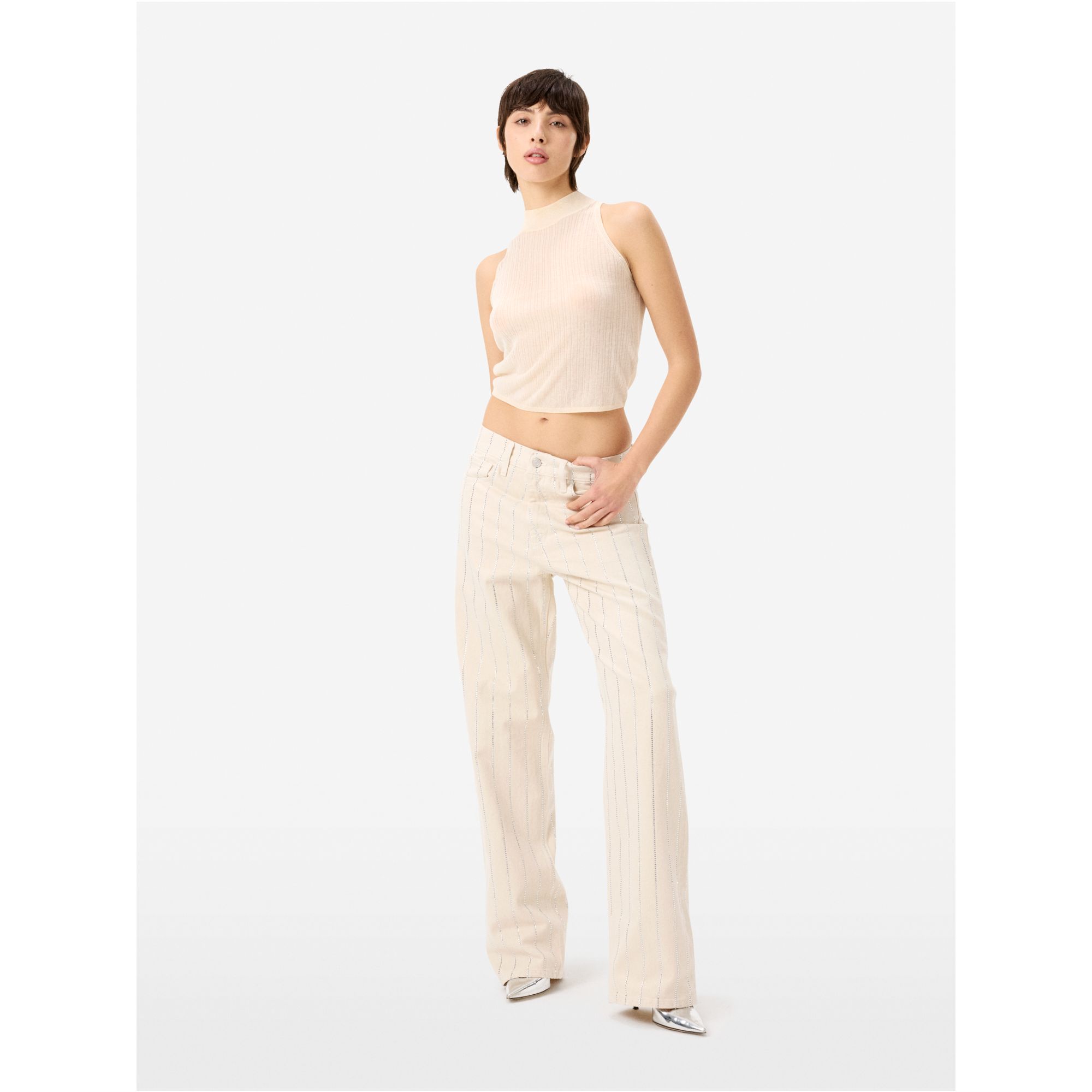 Linen-blend Ava crop top