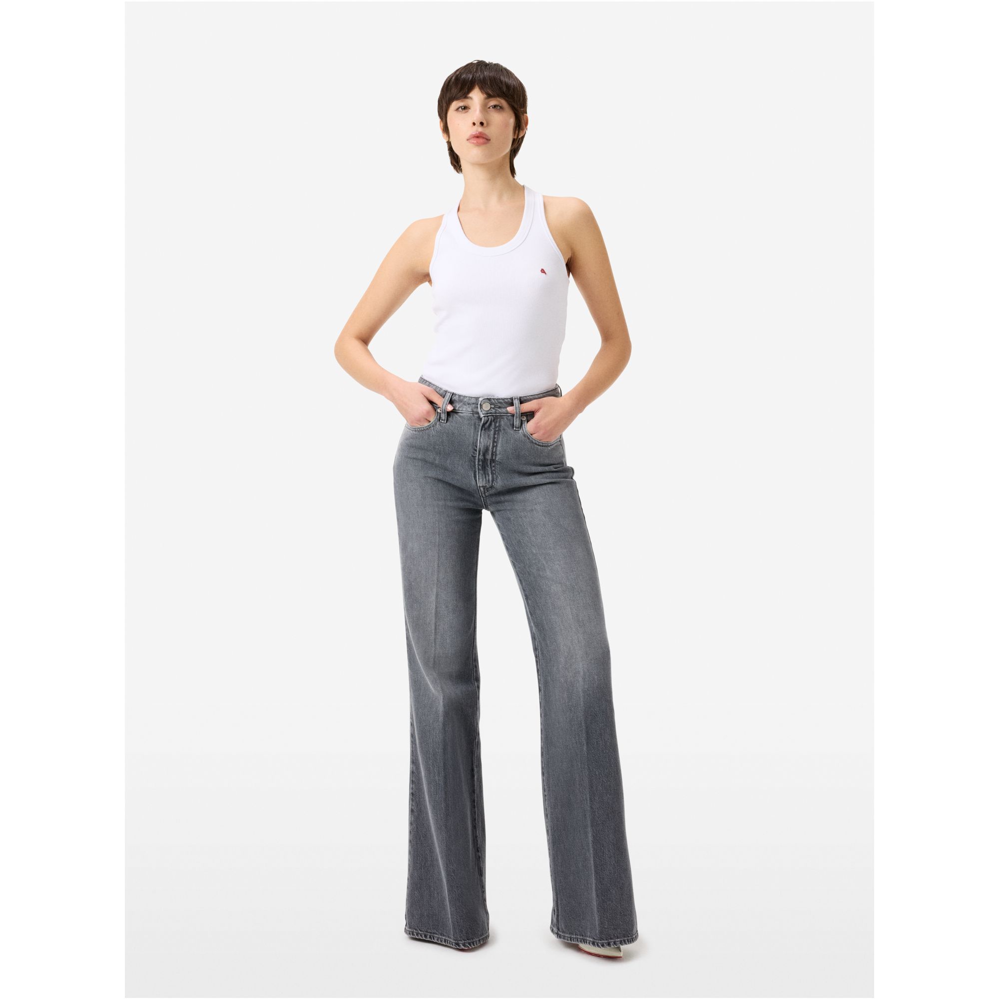 Flaire high rise flared stone wash brushed