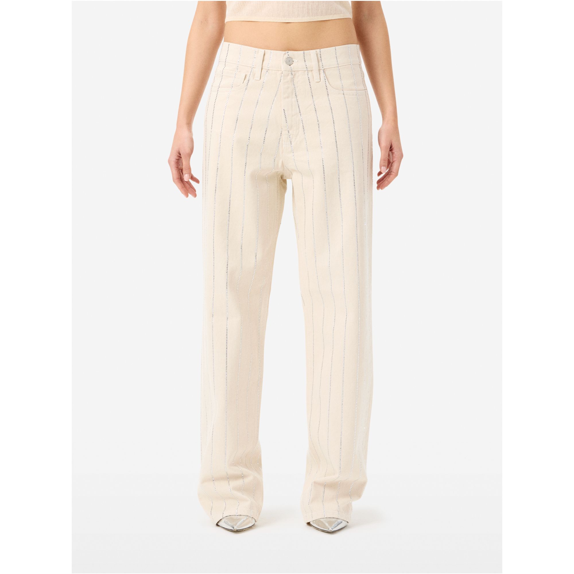 Jeans Mila straight fit con strass