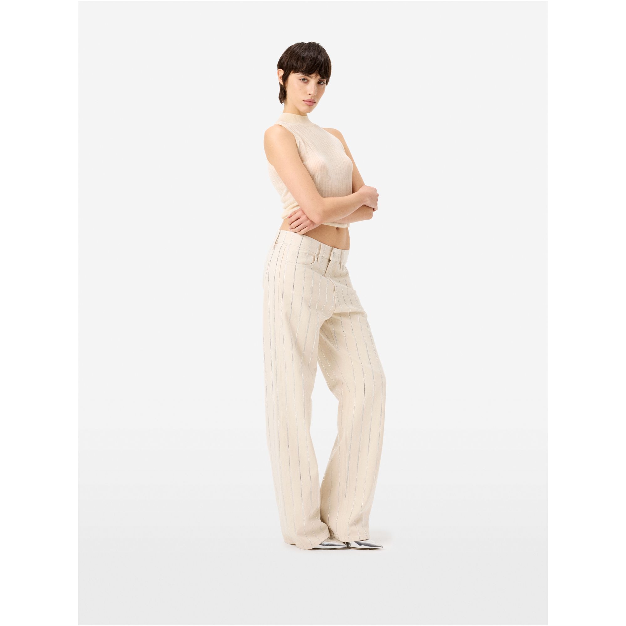 Jeans Mila straight fit con strass