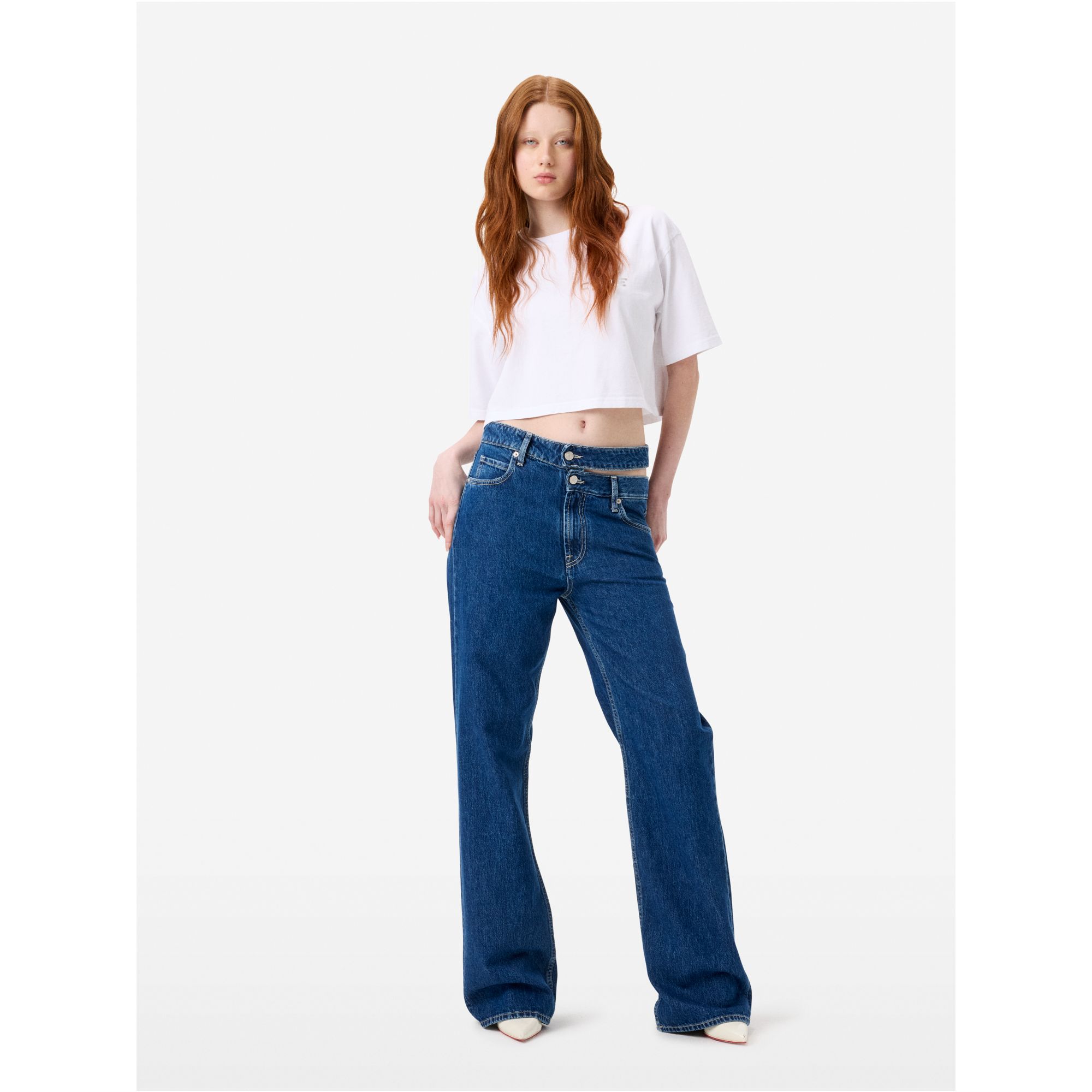 Zoe waist straight leg dark tone enzime washing