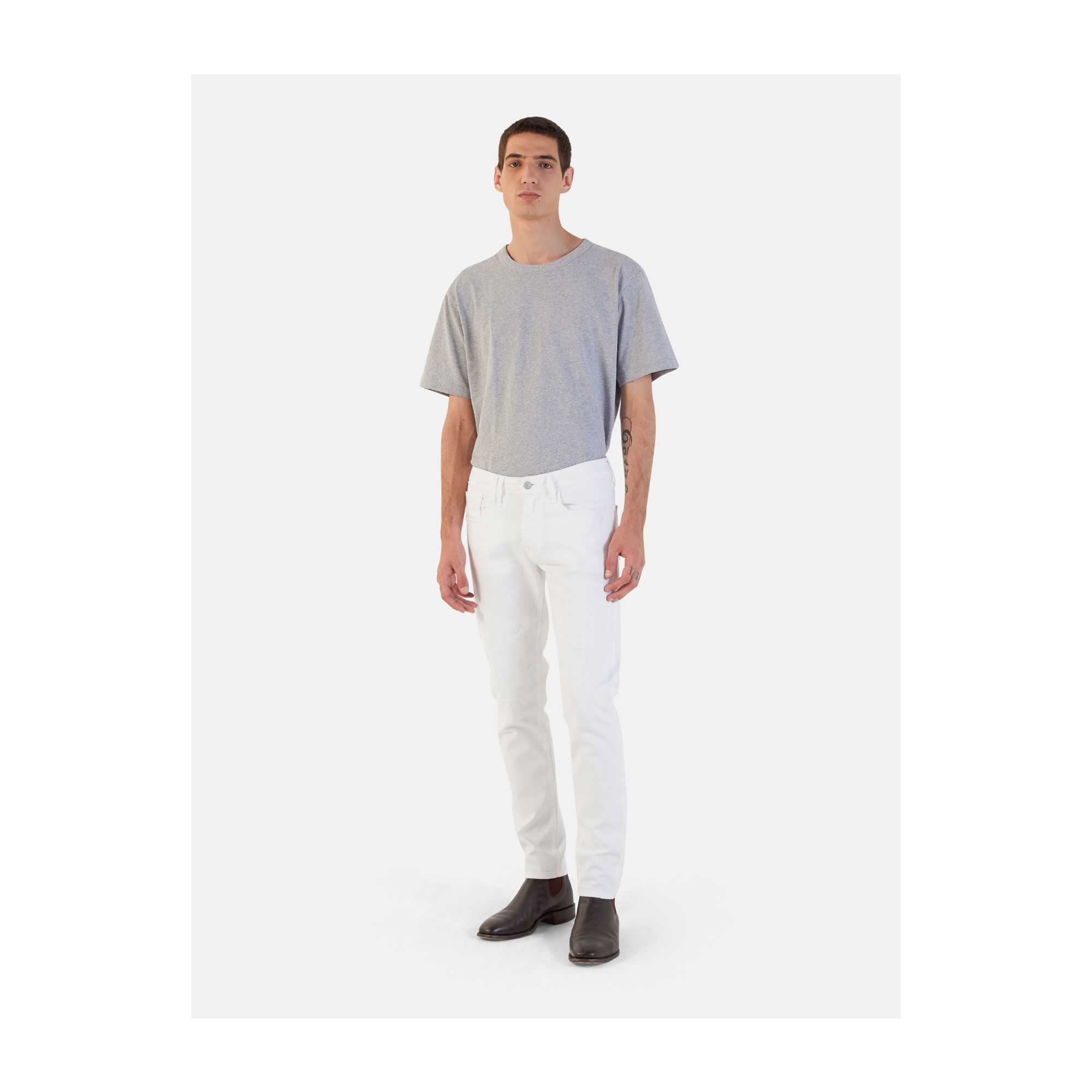 TOUCH STRETCH SKINNY RIPPED BIANCO