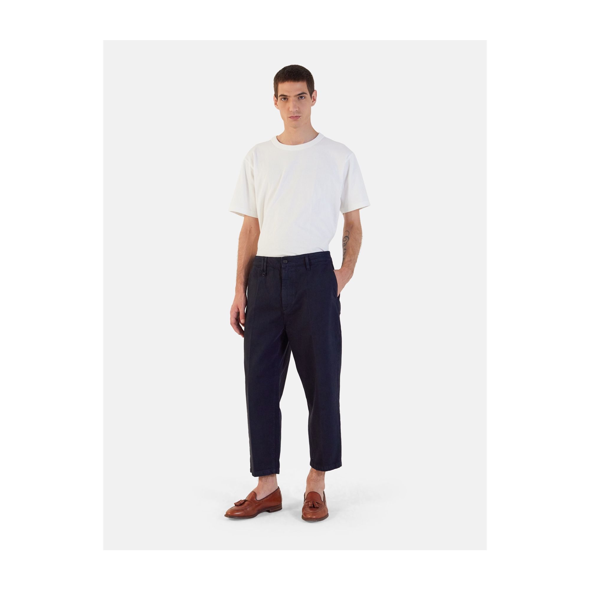 YOUNG CHINO RIGID OVER ANKLE GARMENT DYED NAVY SCURO