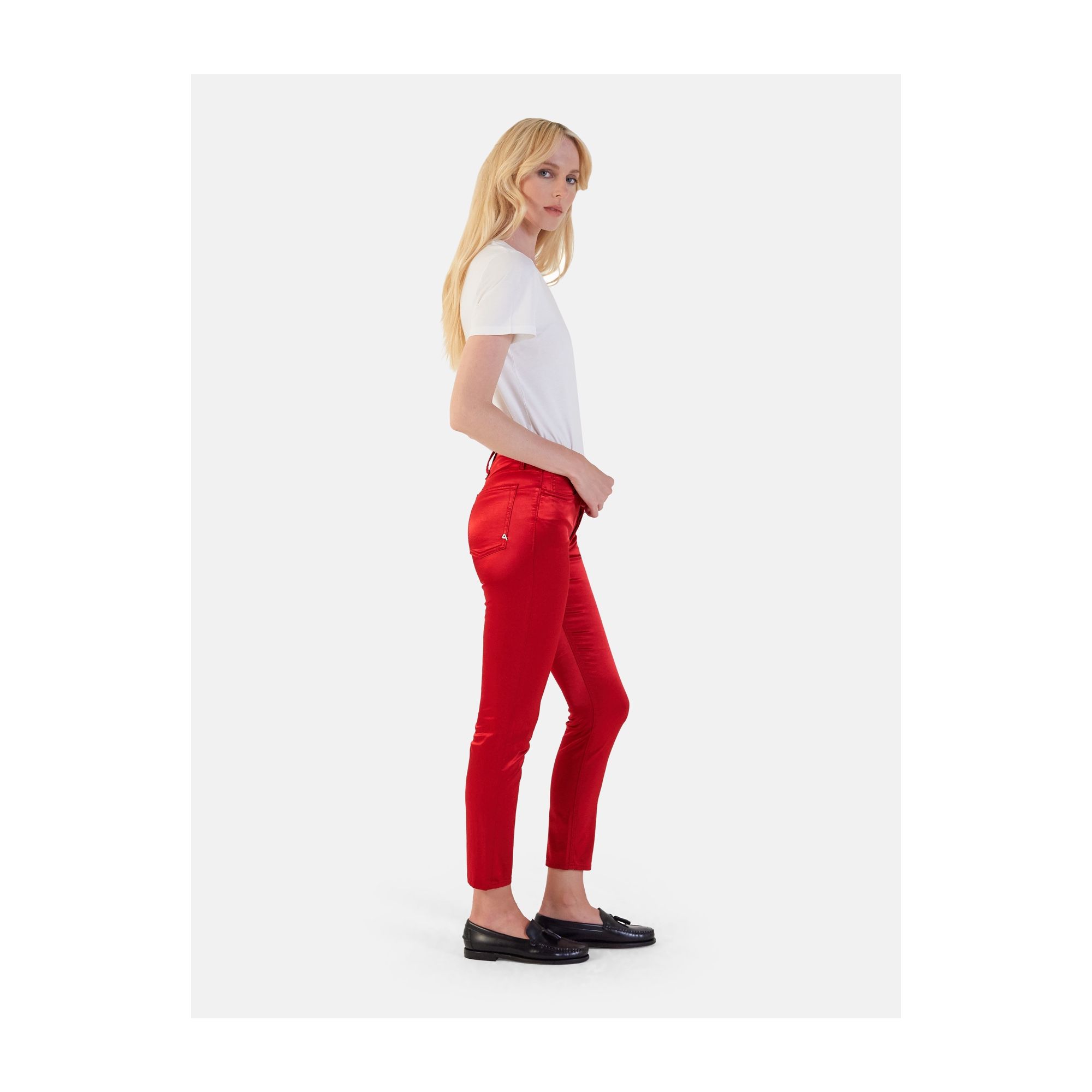 BODY SLIM HIGH RISE BOTTOM UP GARMENT DYED ROSSO